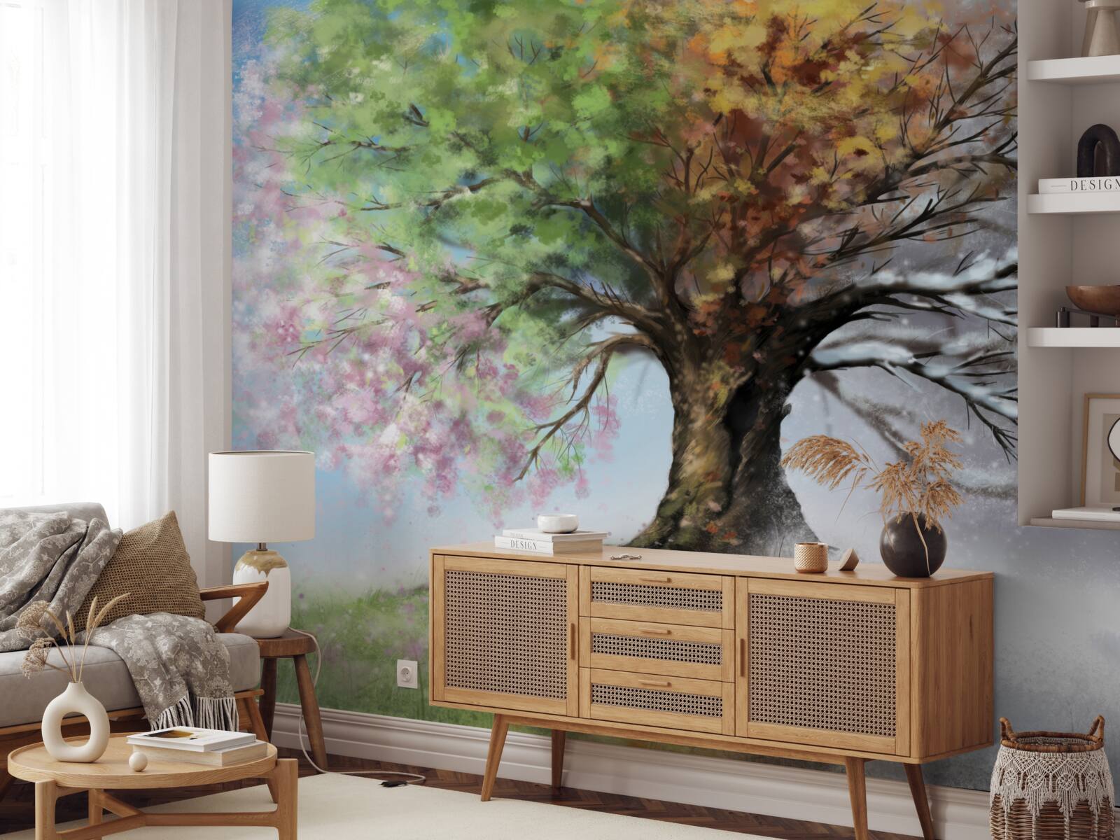 Фотошпалери дерево представляє всі чотири пори року