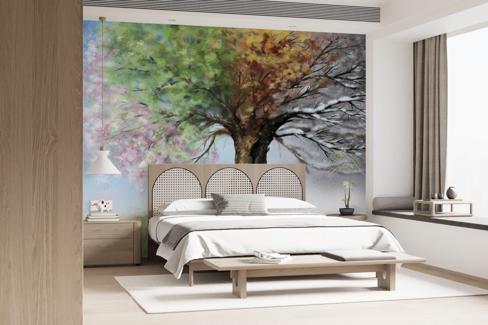 Фотошпалери дерево представляє всі чотири пори року