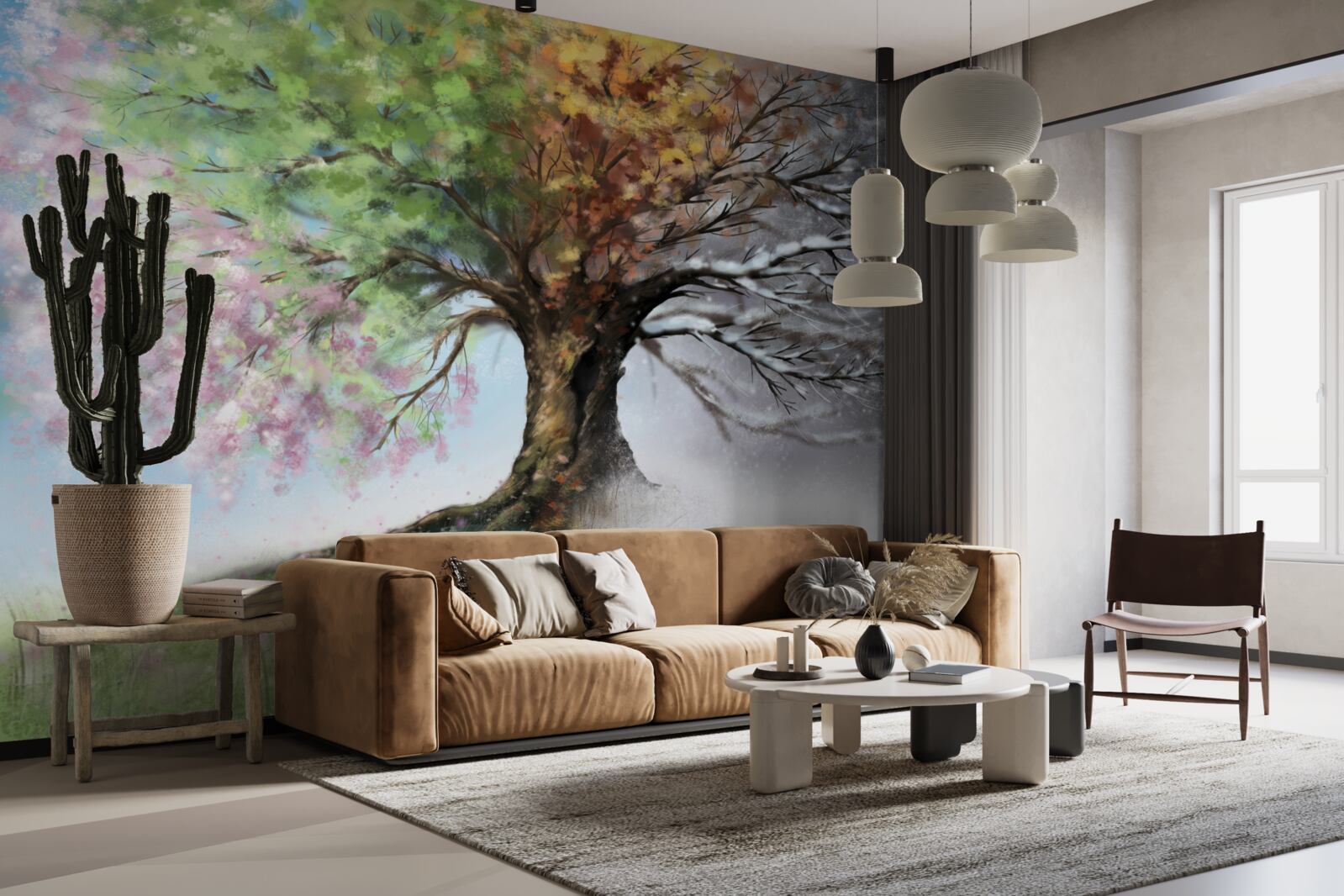 Фотошпалери дерево представляє всі чотири пори року