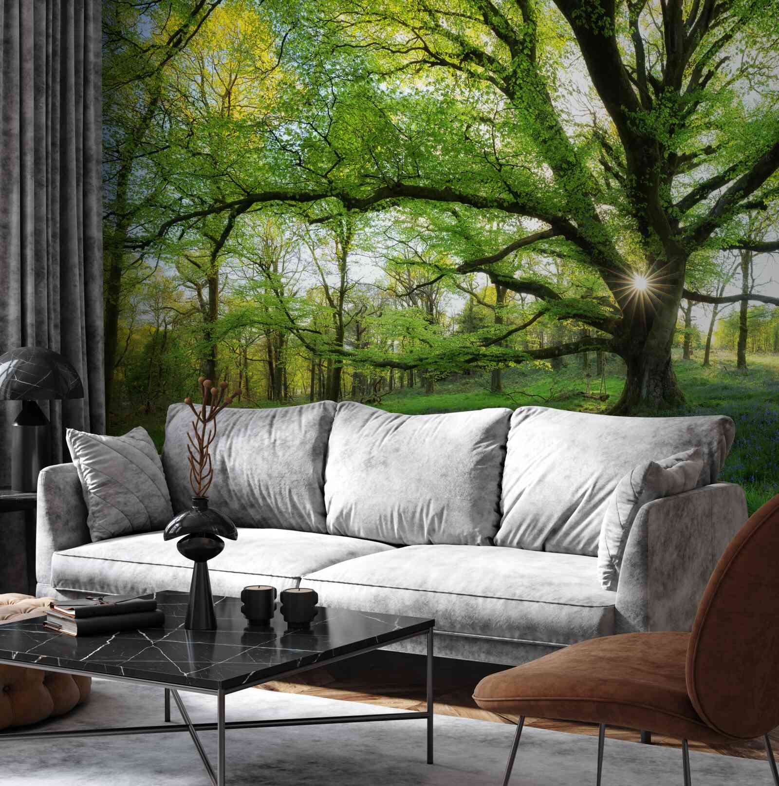 Фотошпалери красивий зелений ліс