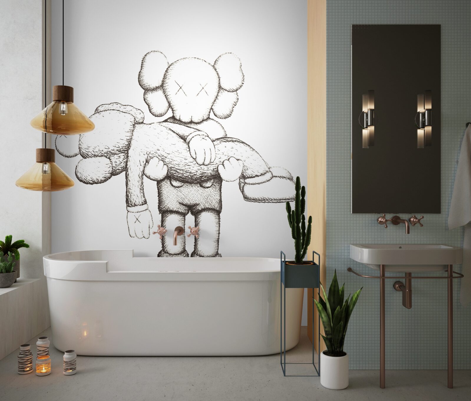 Фотошпалери один герой тримає іншого на руках