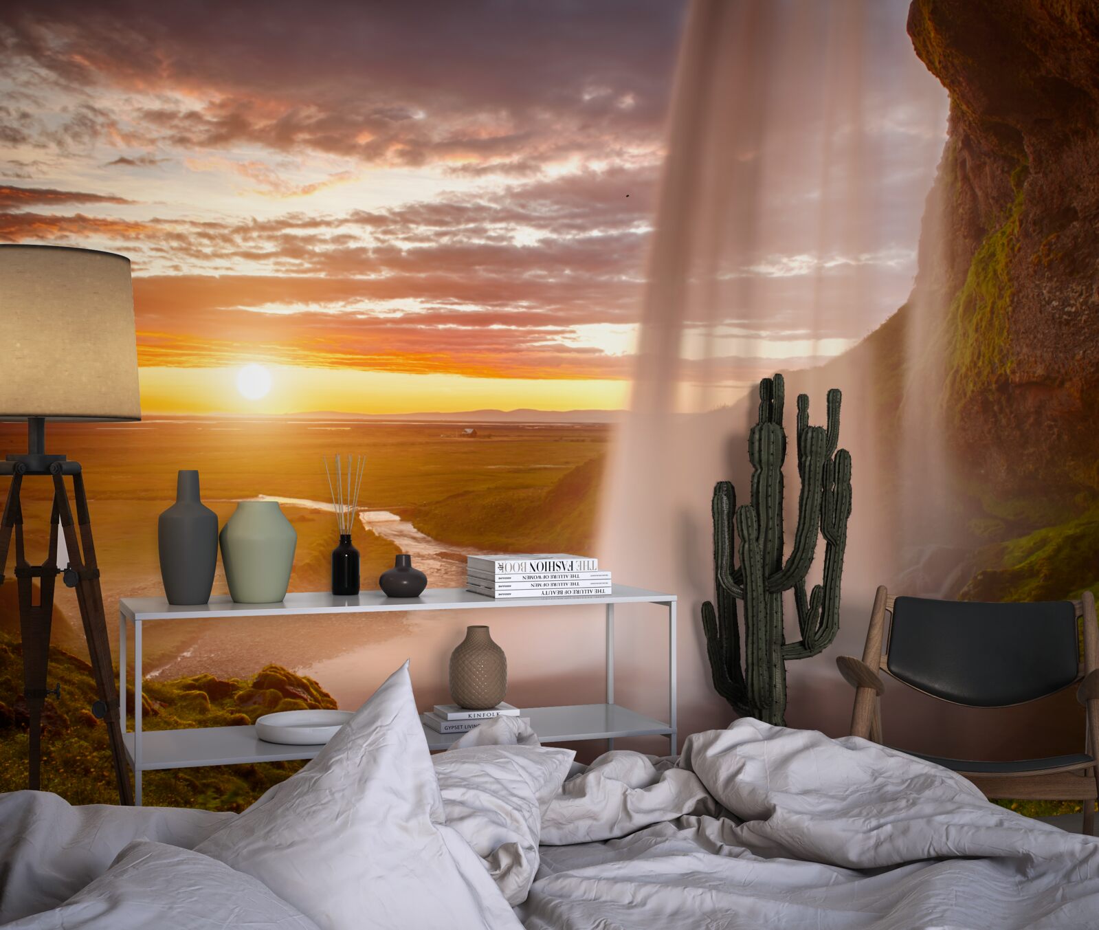 Фотошпалери потоки води, що падають з водоспаду