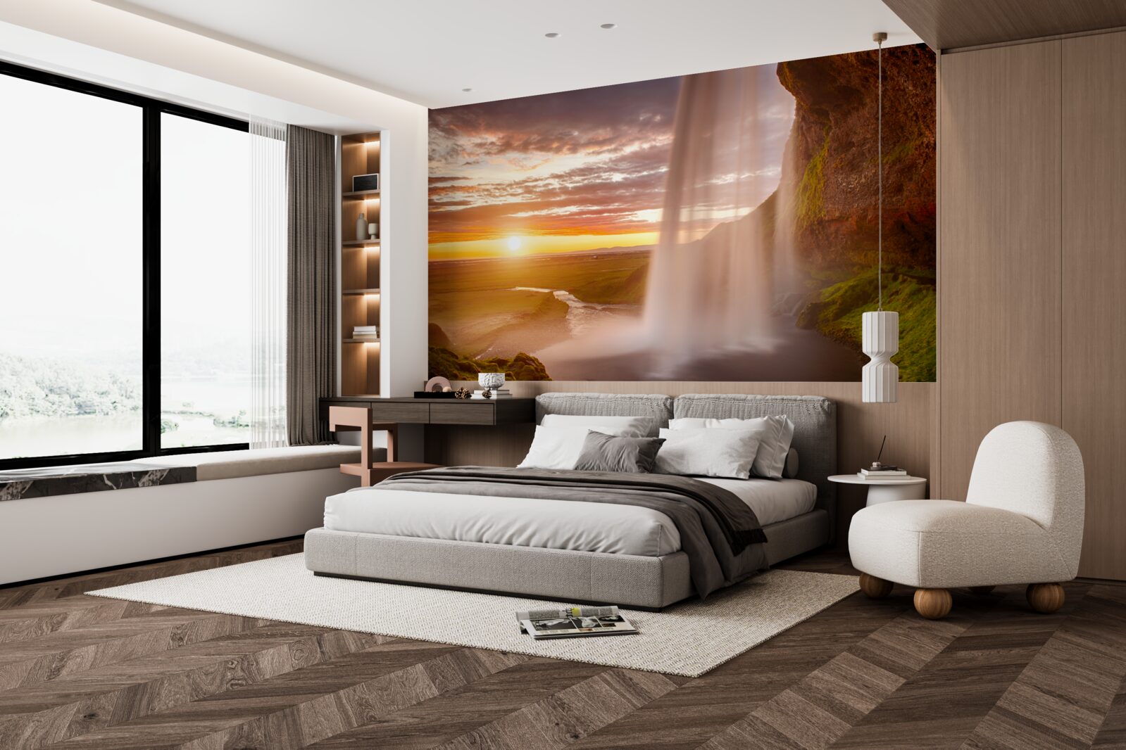 Фотошпалери потоки води, що падають з водоспаду