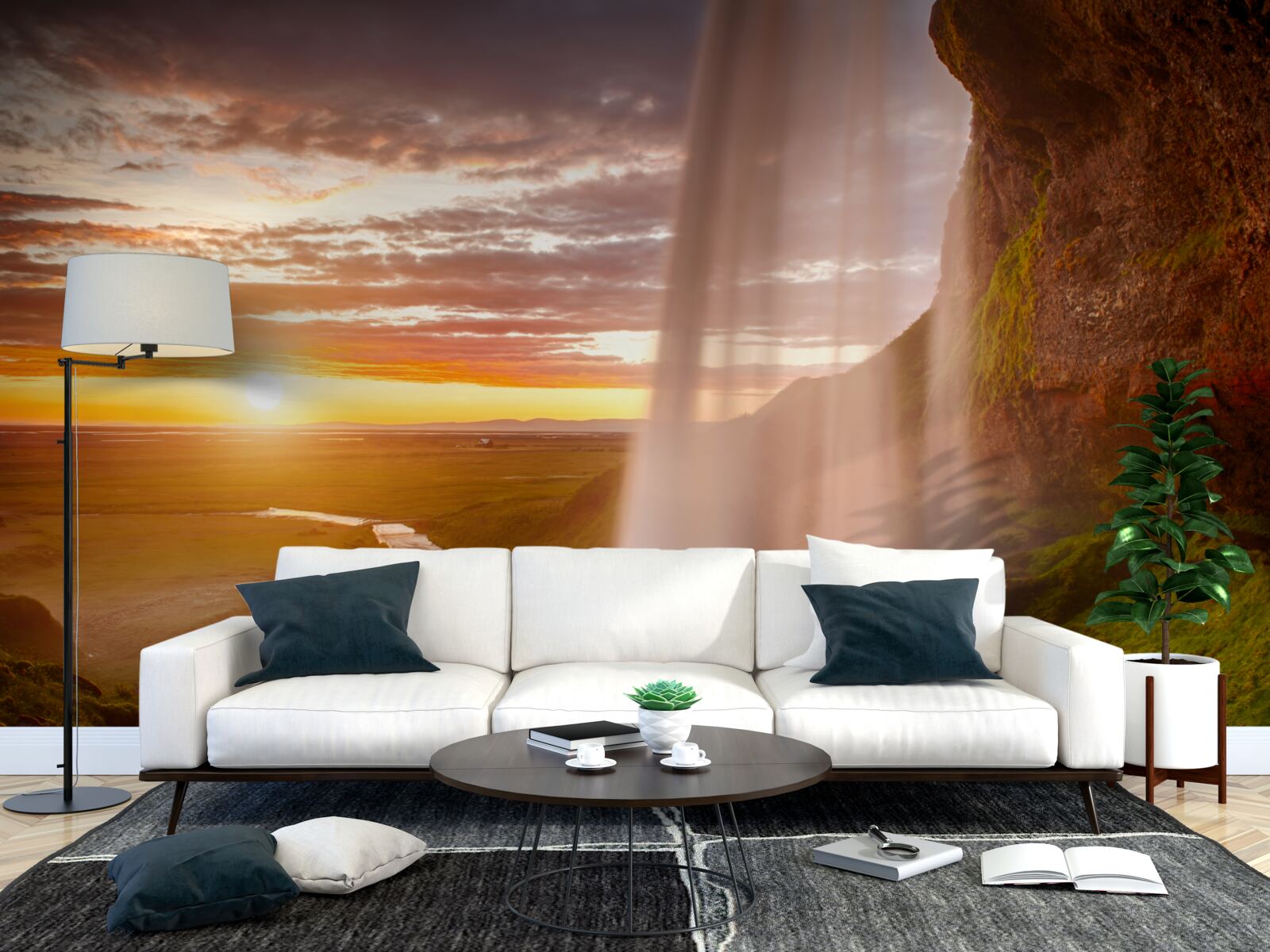 Фотошпалери потоки води, що падають з водоспаду