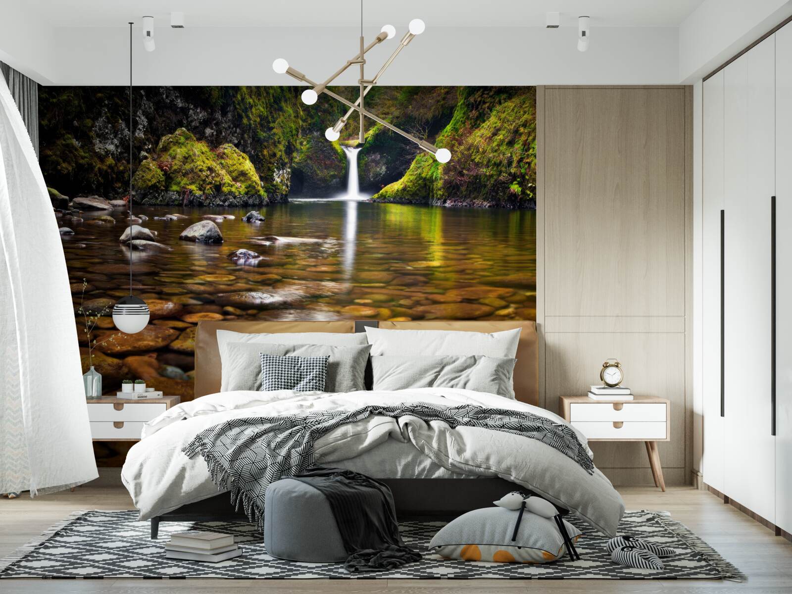 Фотошпалери листок, що впав на поверхню води в горах