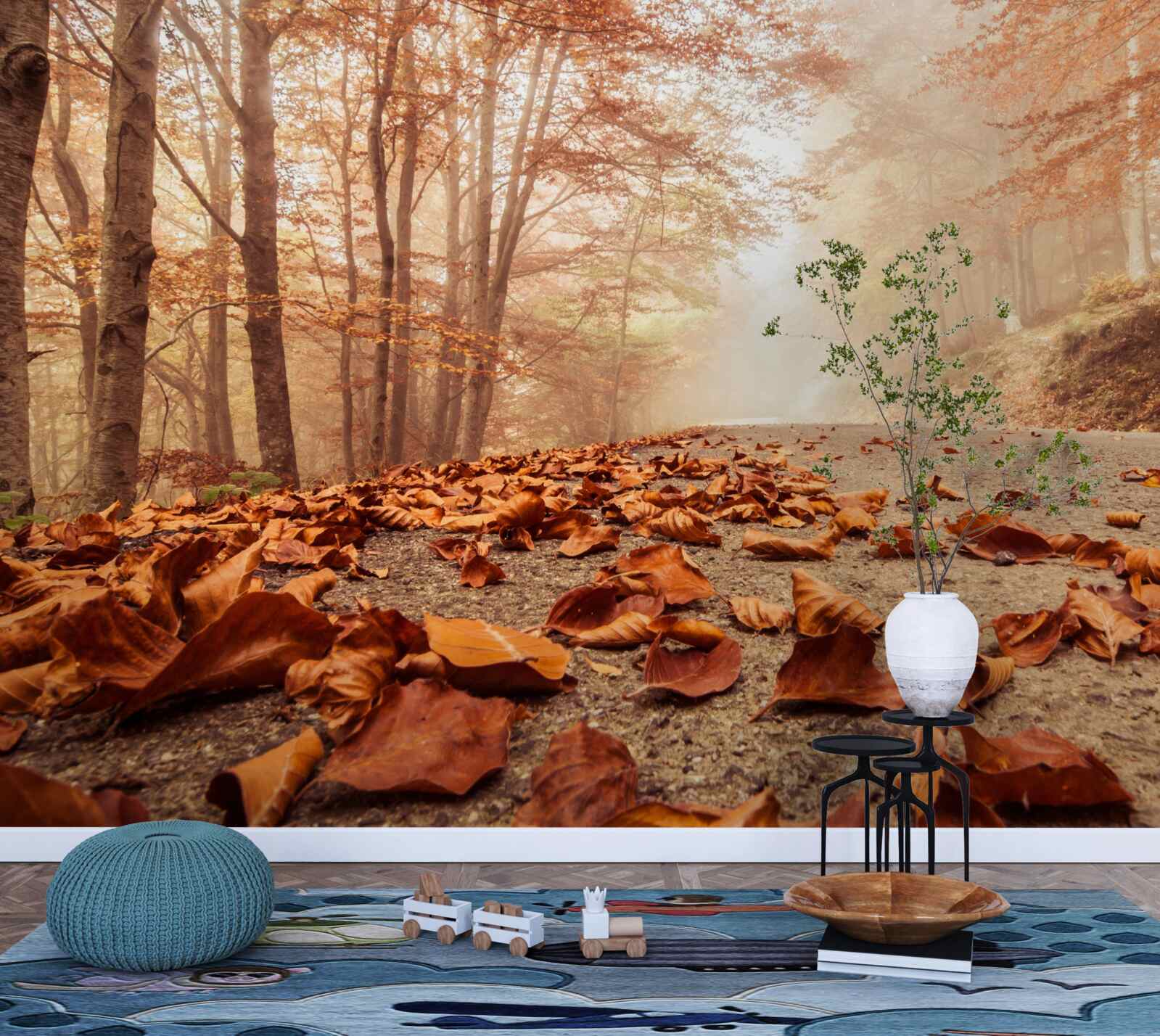 Фотошпалери листя лежить золотим килимом