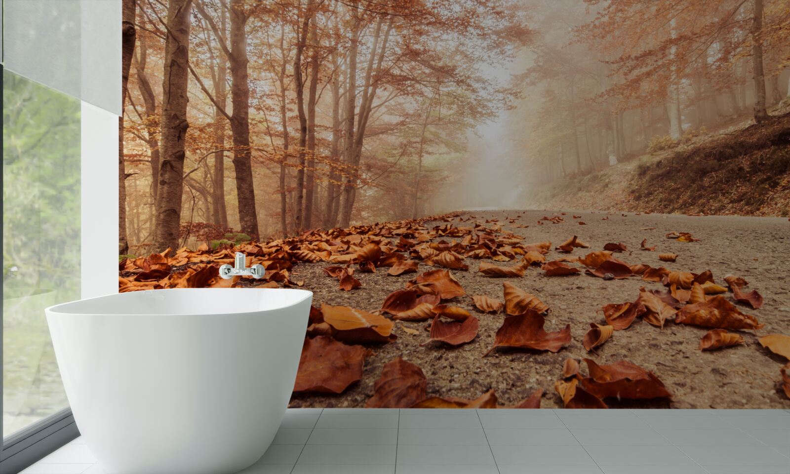 Фотошпалери листя лежить золотим килимом