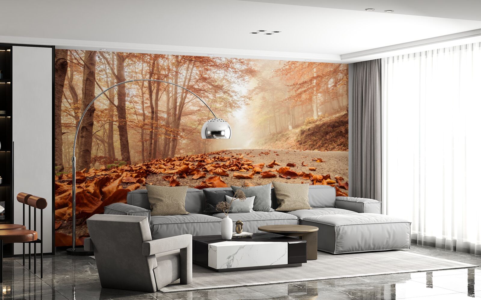 Фотошпалери листя лежить золотим килимом