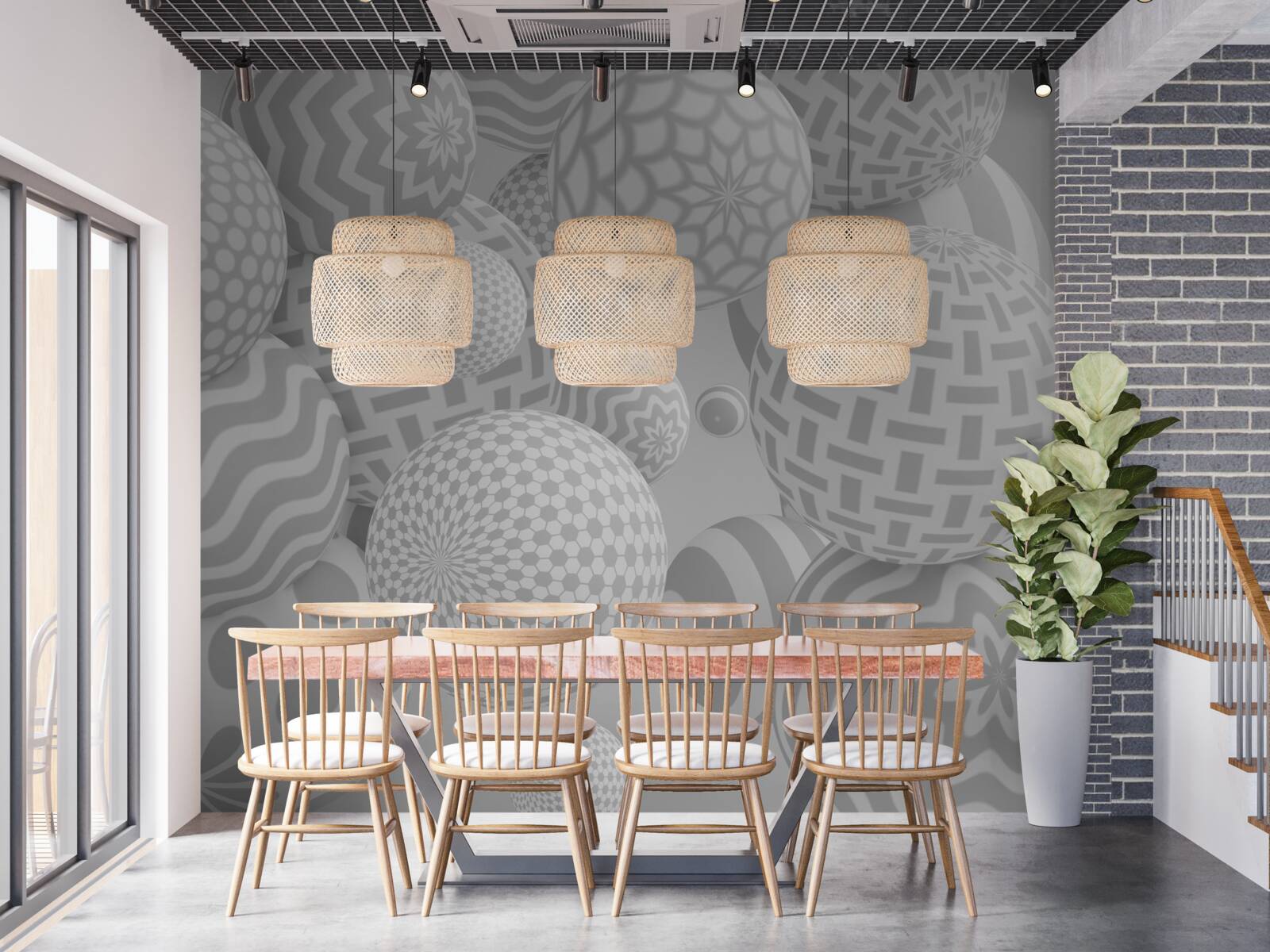 Фотошпалери об'ємні сірі кульки