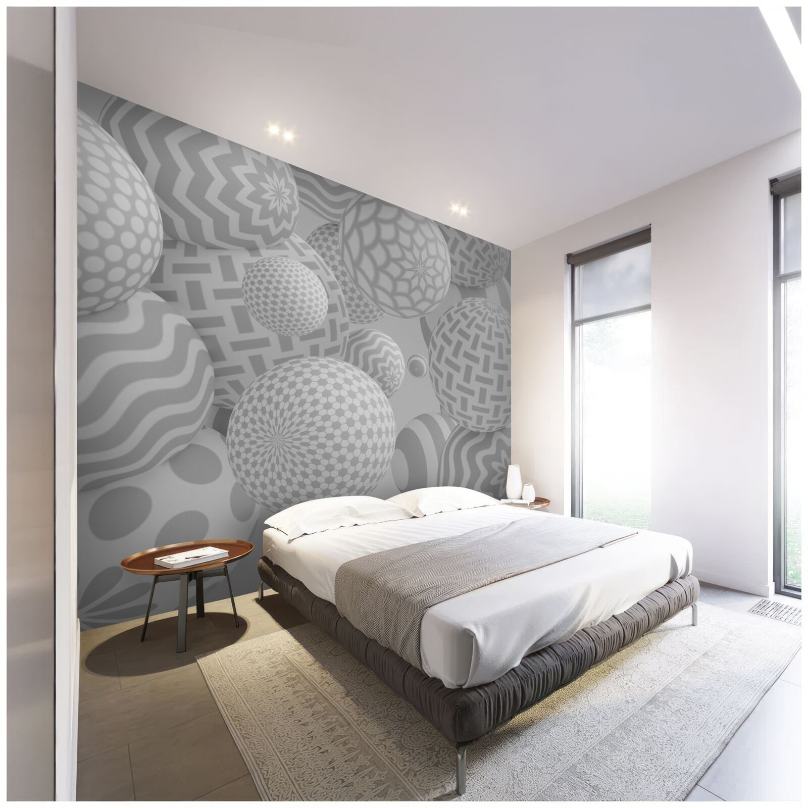 Фотошпалери об'ємні сірі кульки