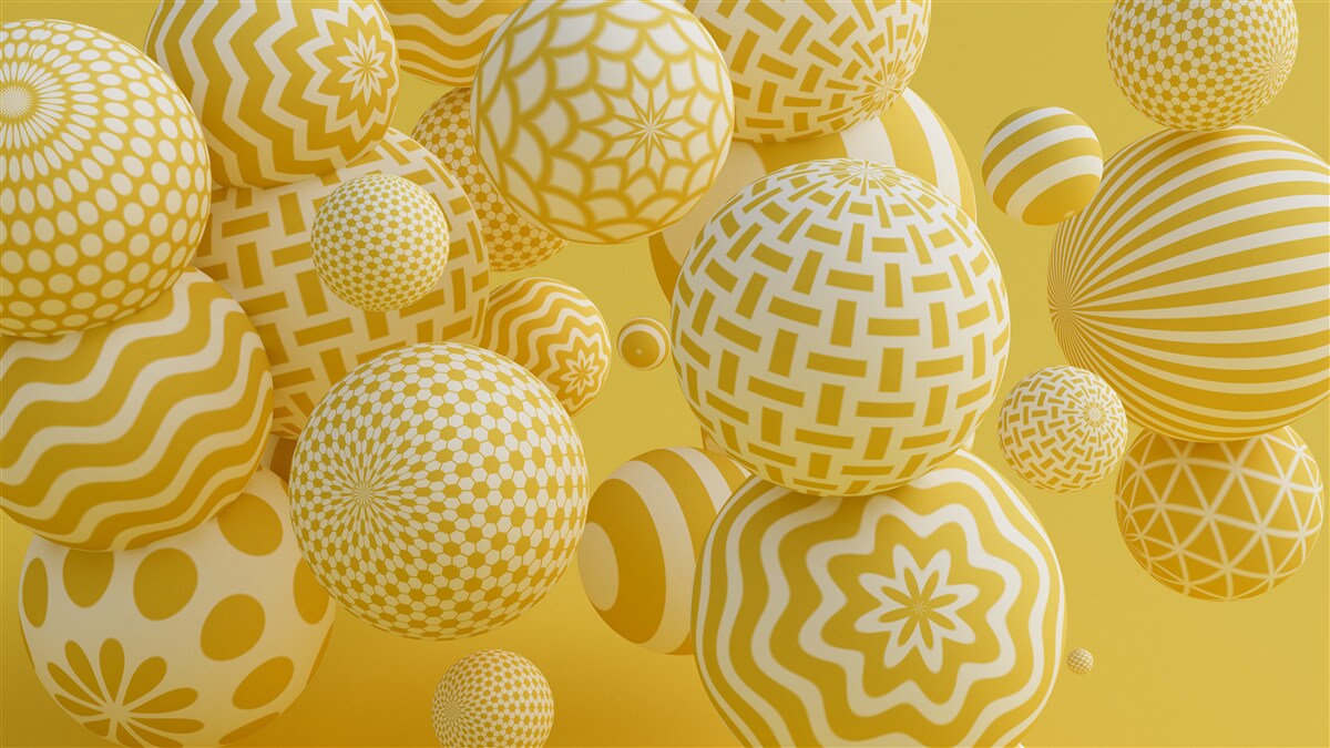 Фотошпалери жовті кульки зі смужками