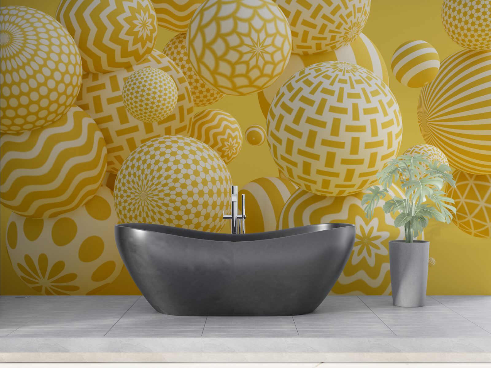 Фотошпалери жовті кульки зі смужками