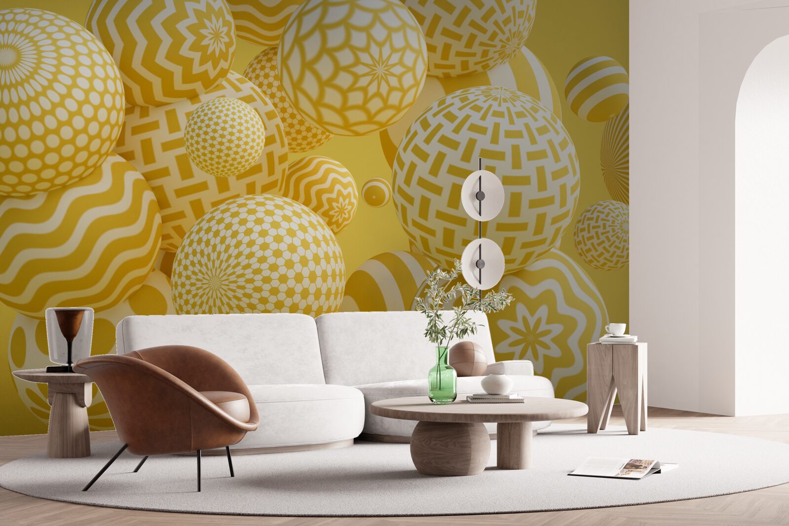 Фотошпалери жовті кульки зі смужками