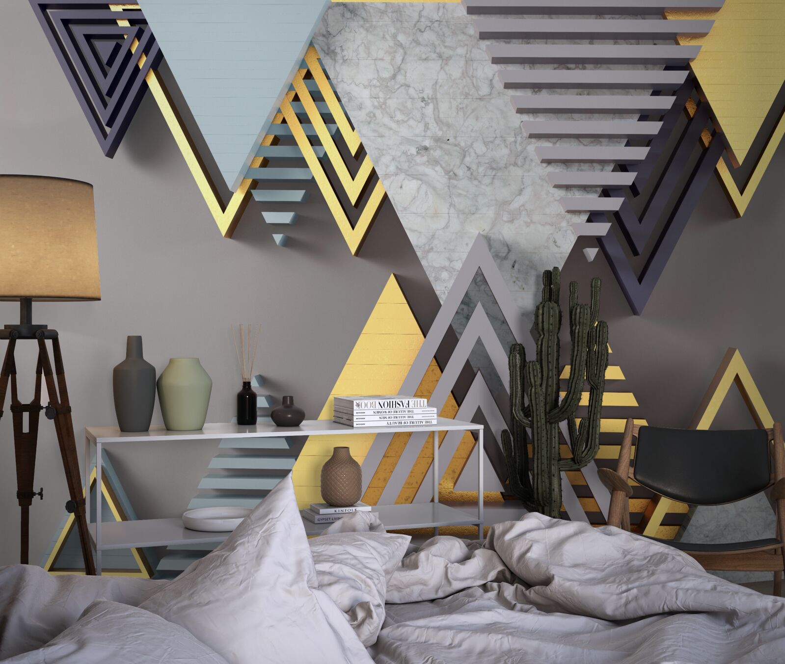 Фотошпалери різноманітні за формою та кольором трикутники