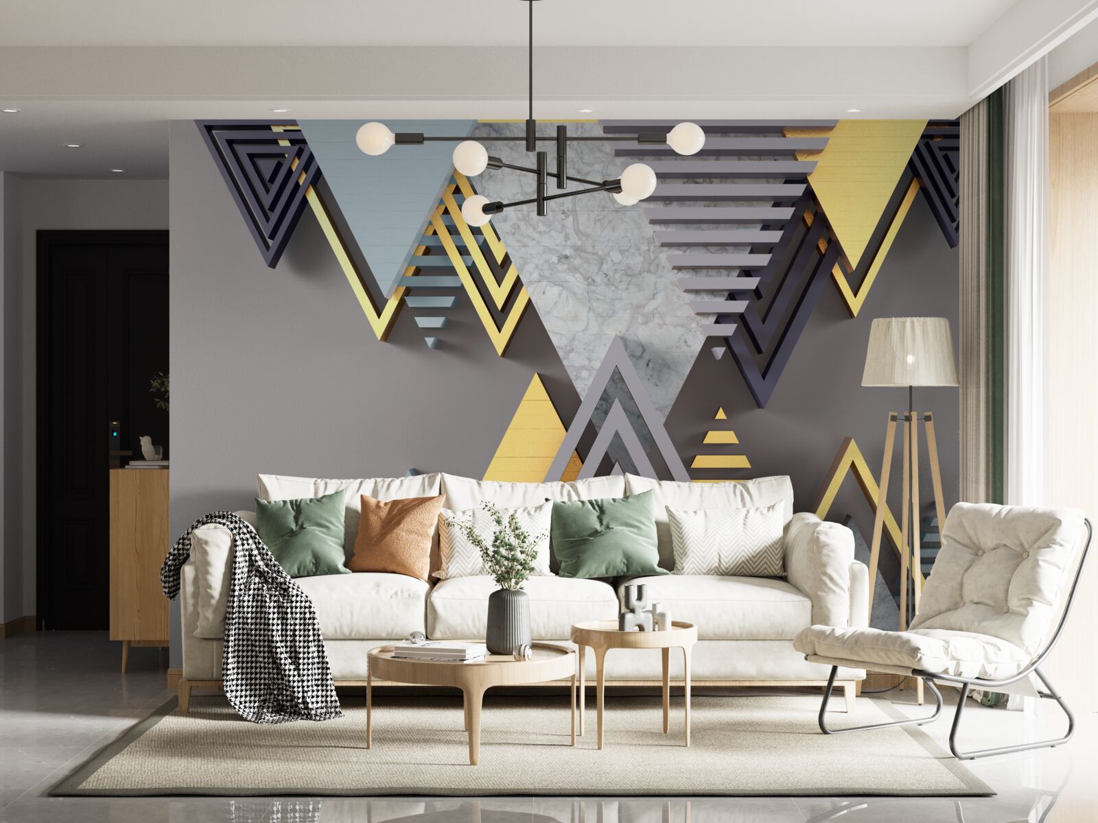 Фотошпалери різноманітні за формою та кольором трикутники