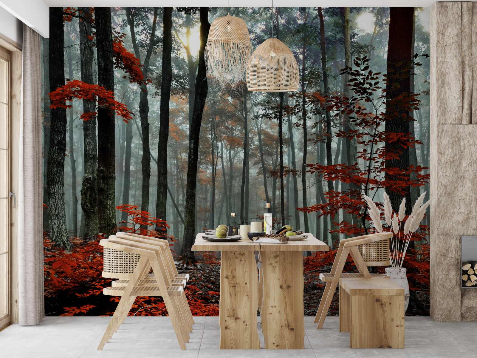 Фотошпалери ліс без листя восени