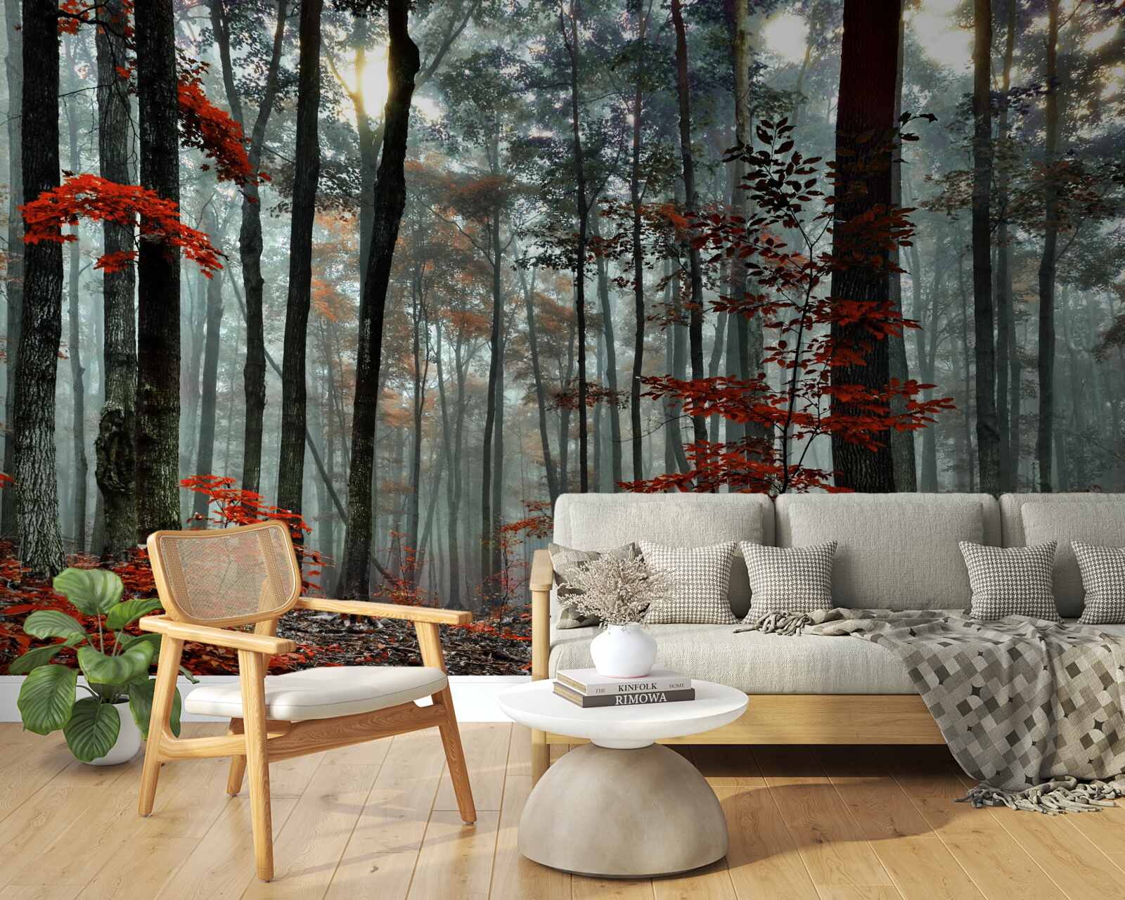 Фотошпалери ліс без листя восени