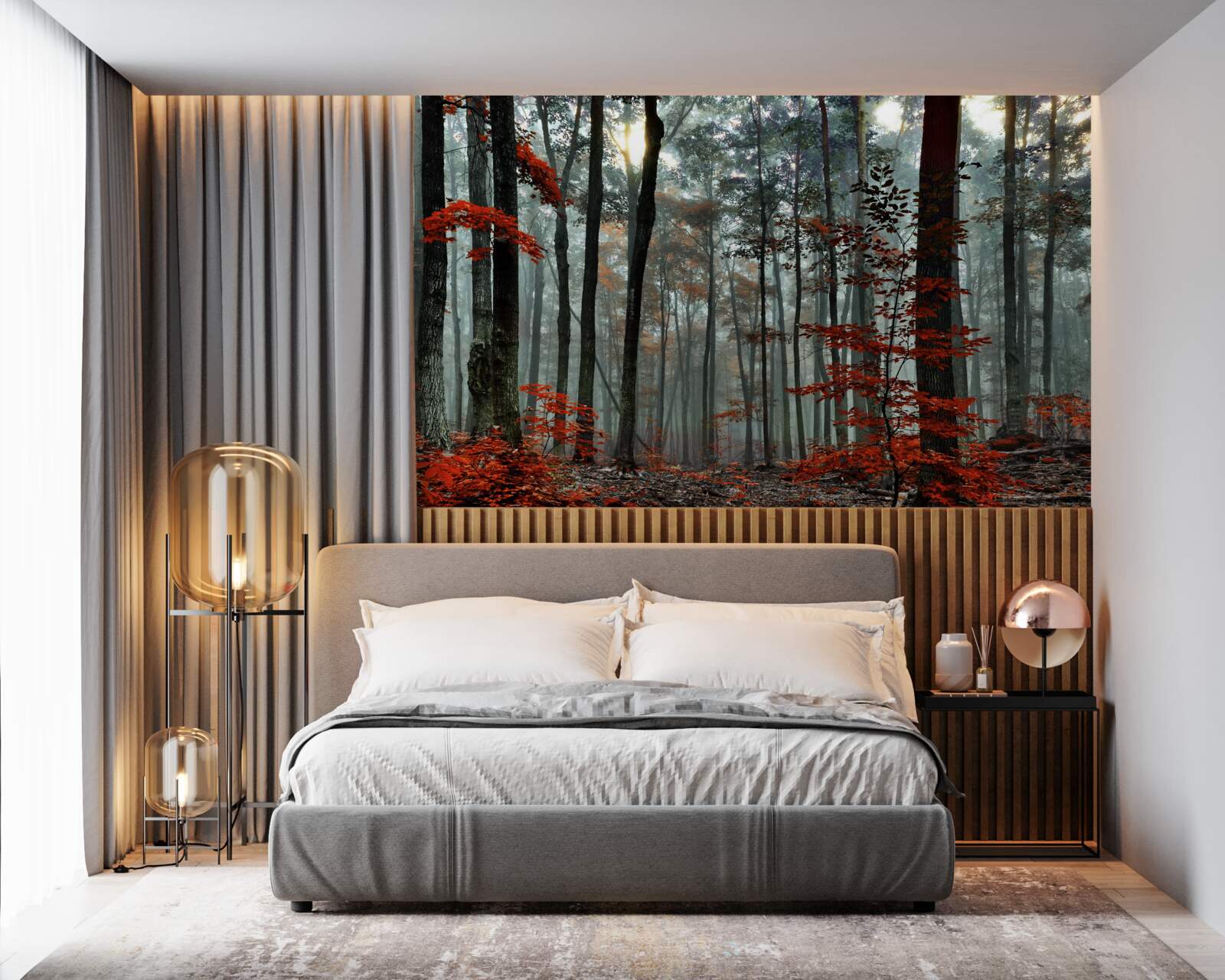 Фотошпалери ліс без листя восени