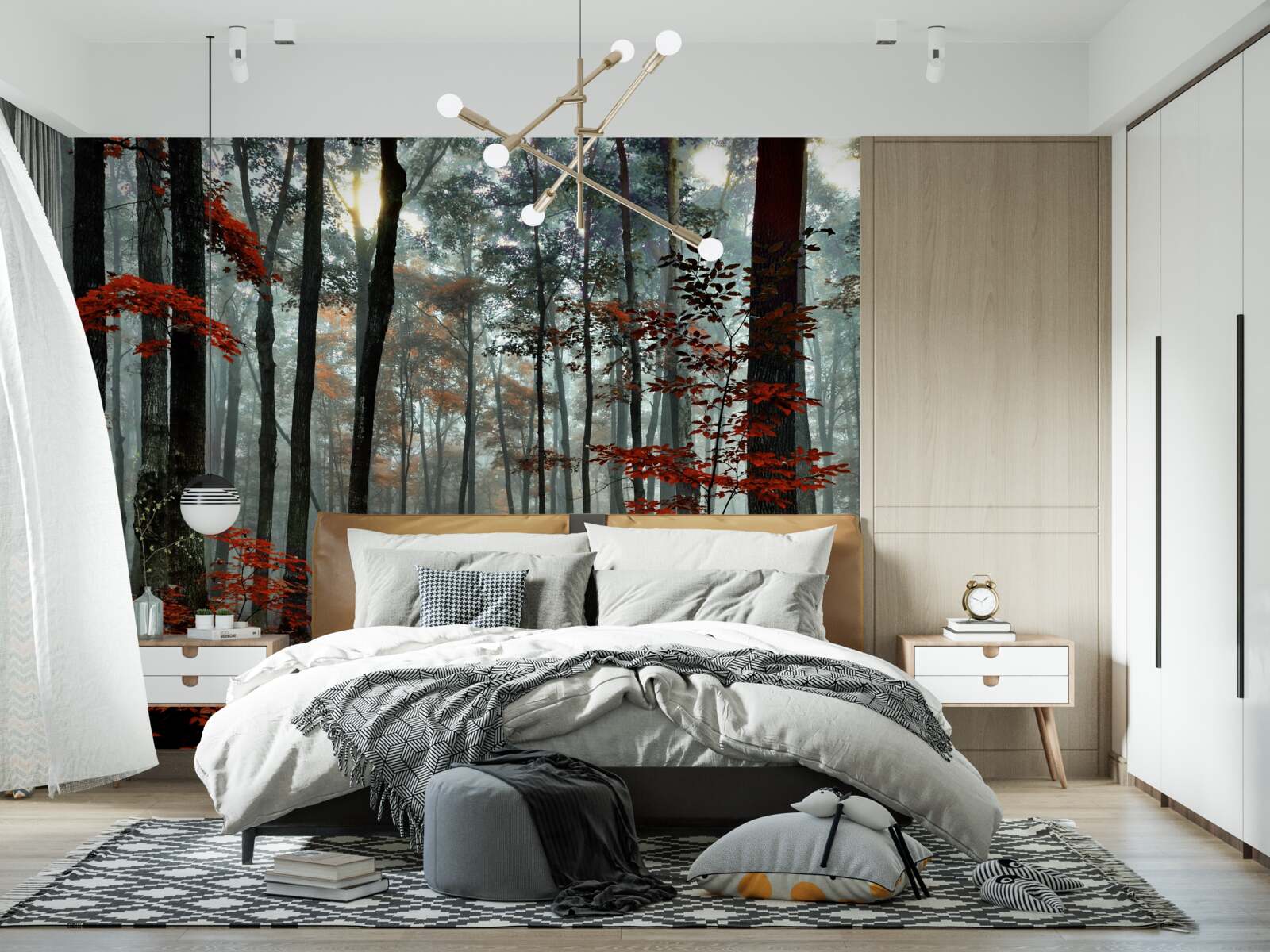 Фотошпалери ліс без листя восени