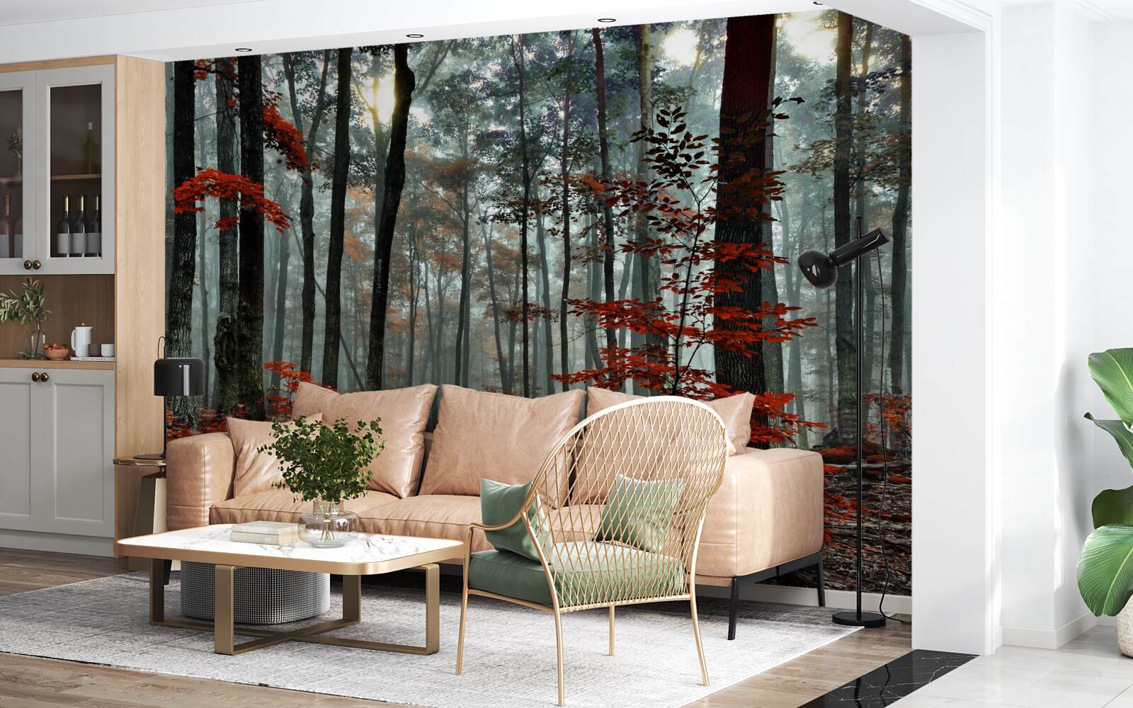 Фотошпалери ліс без листя восени