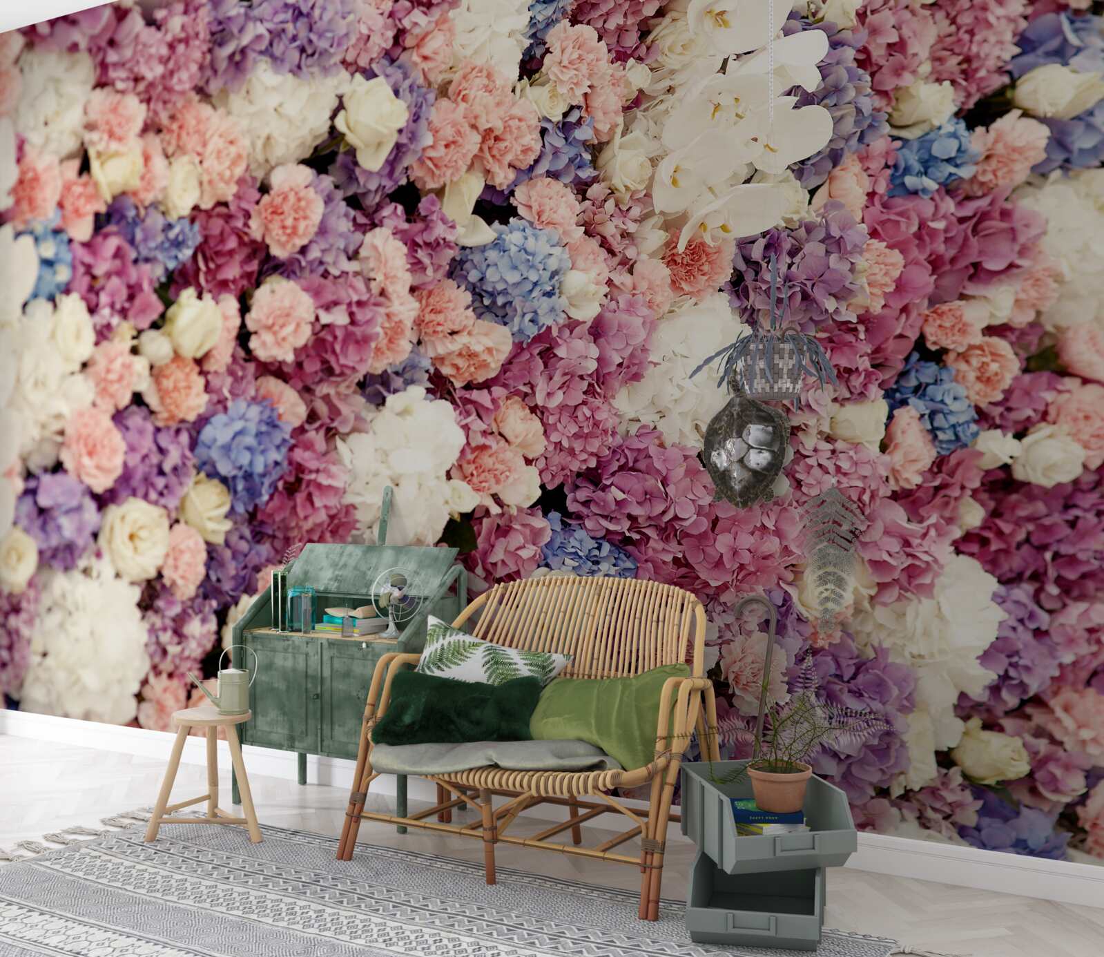 Фотошпалери тло з різнокольорових квітів