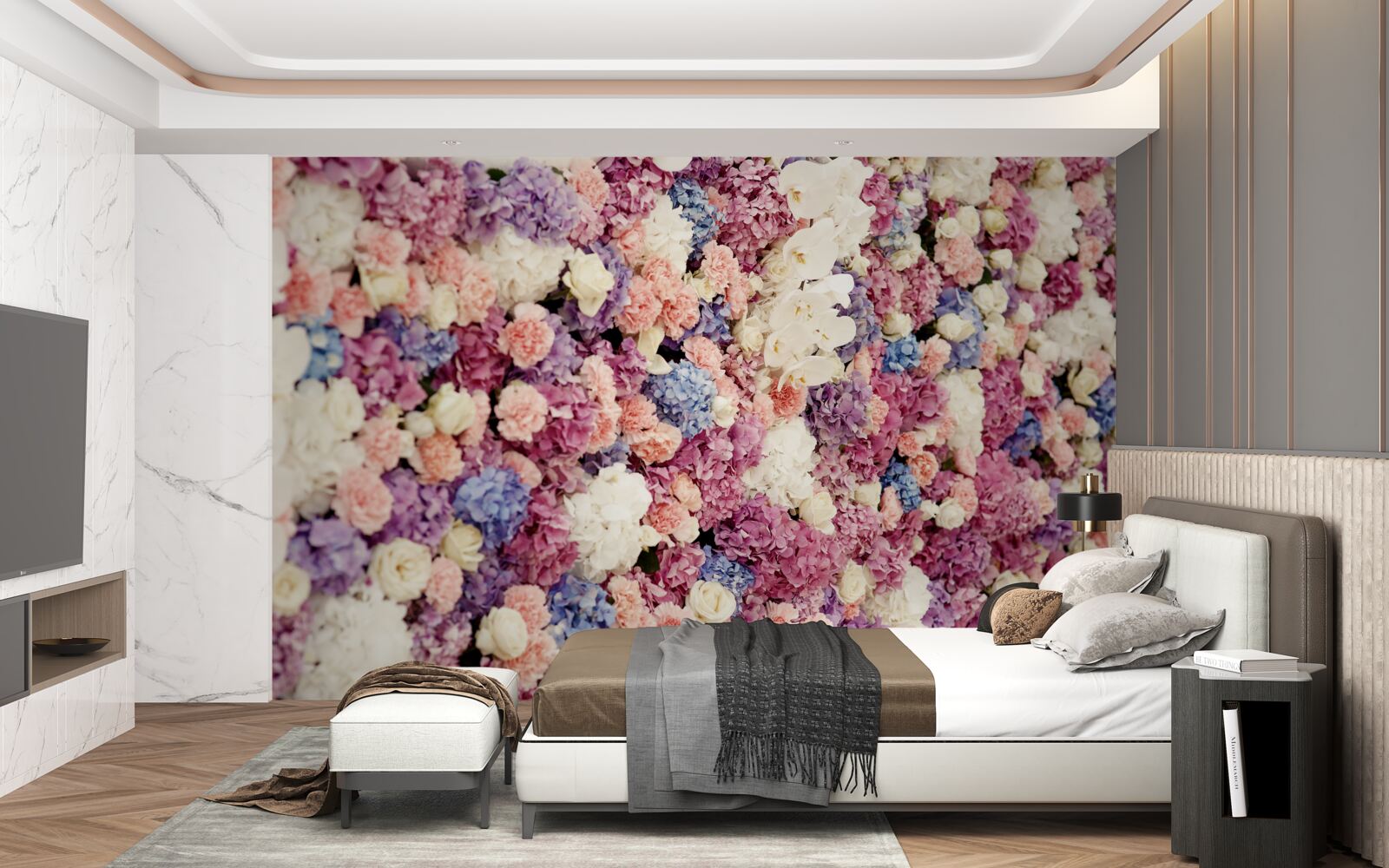 Фотошпалери тло з різнокольорових квітів