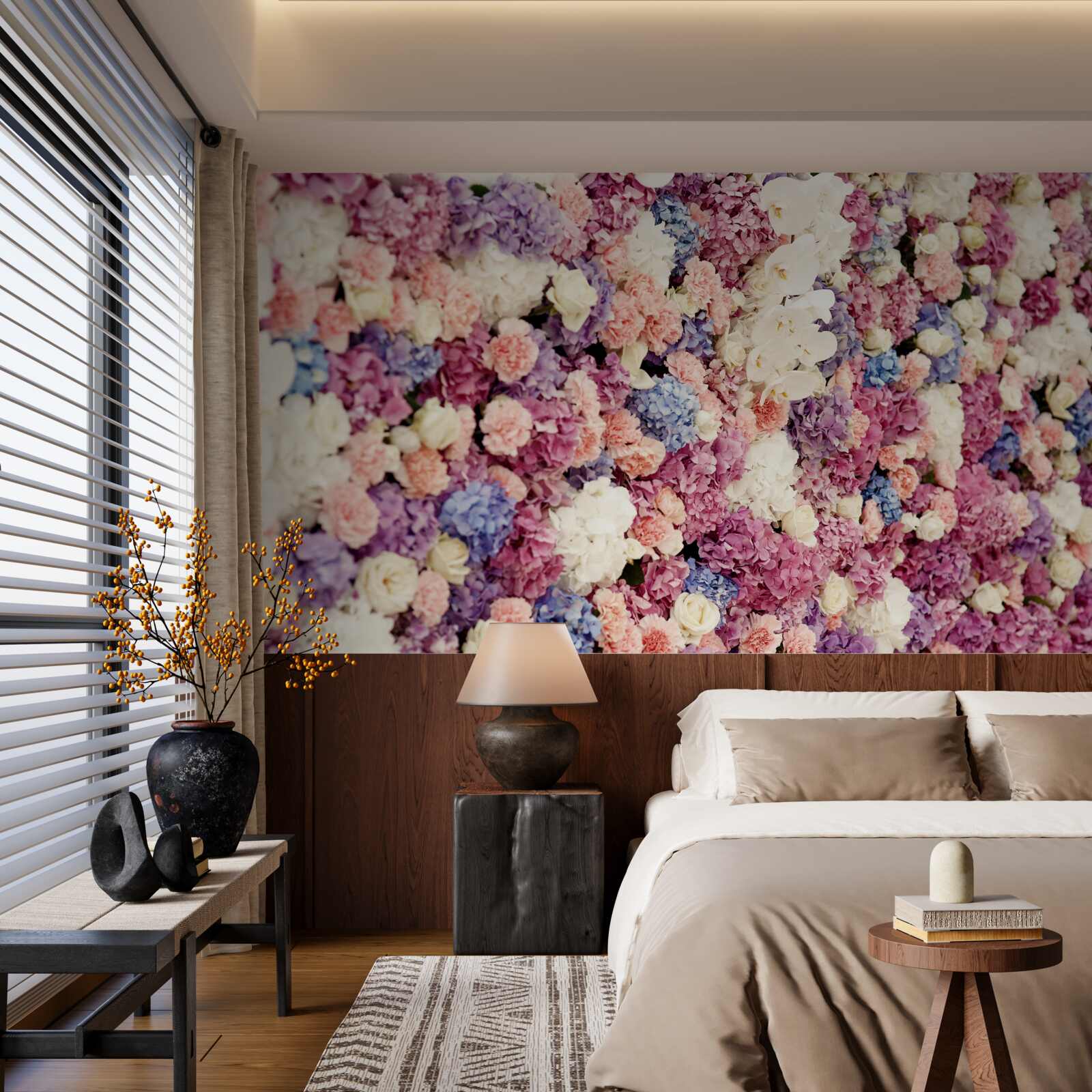 Фотошпалери тло з різнокольорових квітів