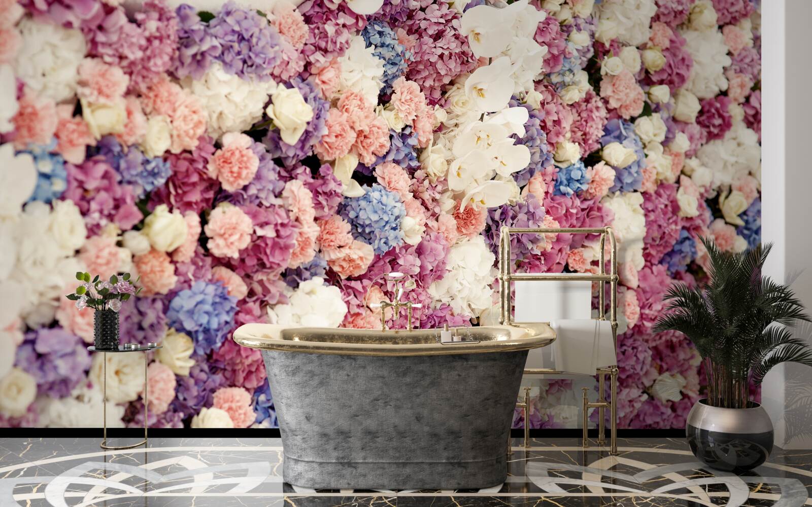 Фотошпалери тло з різнокольорових квітів