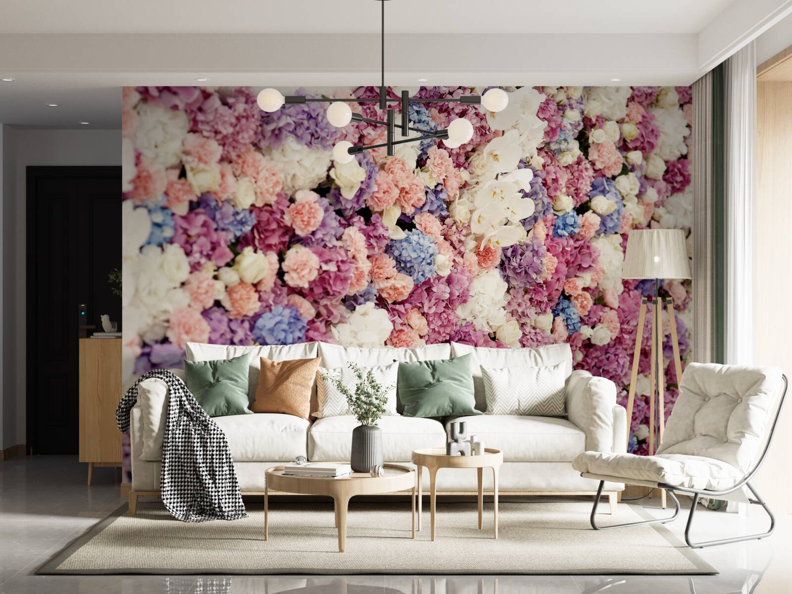 Фотошпалери тло з різнокольорових квітів