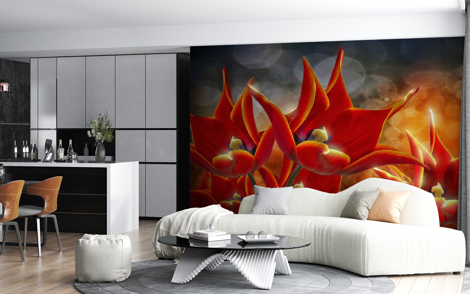 Фотошпалери великі червоні квіти