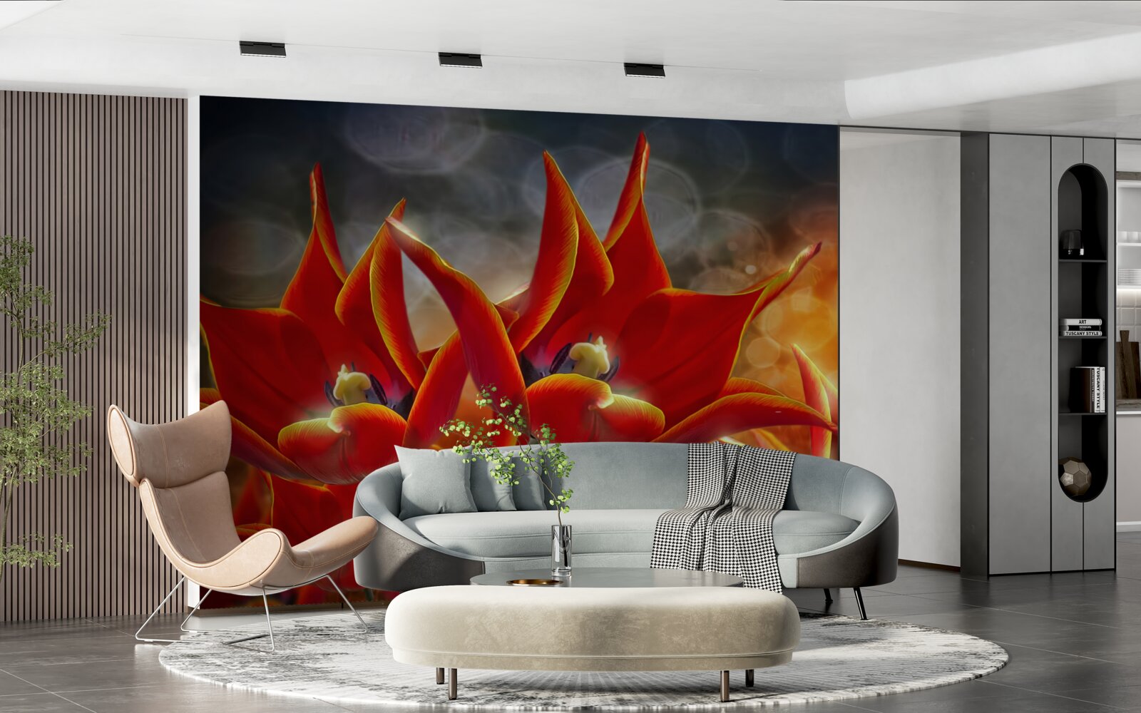 Фотошпалери великі червоні квіти