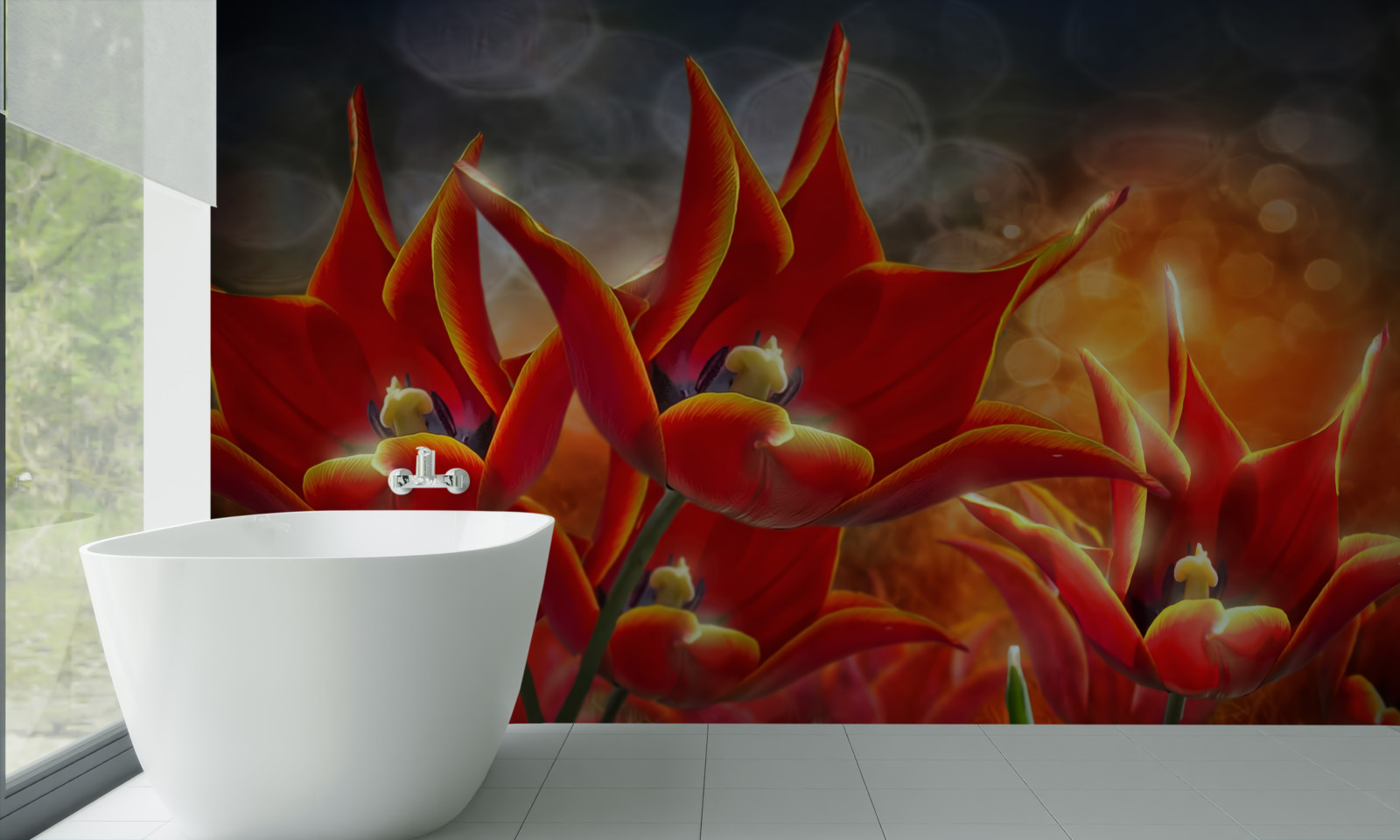 Фотошпалери великі червоні квіти