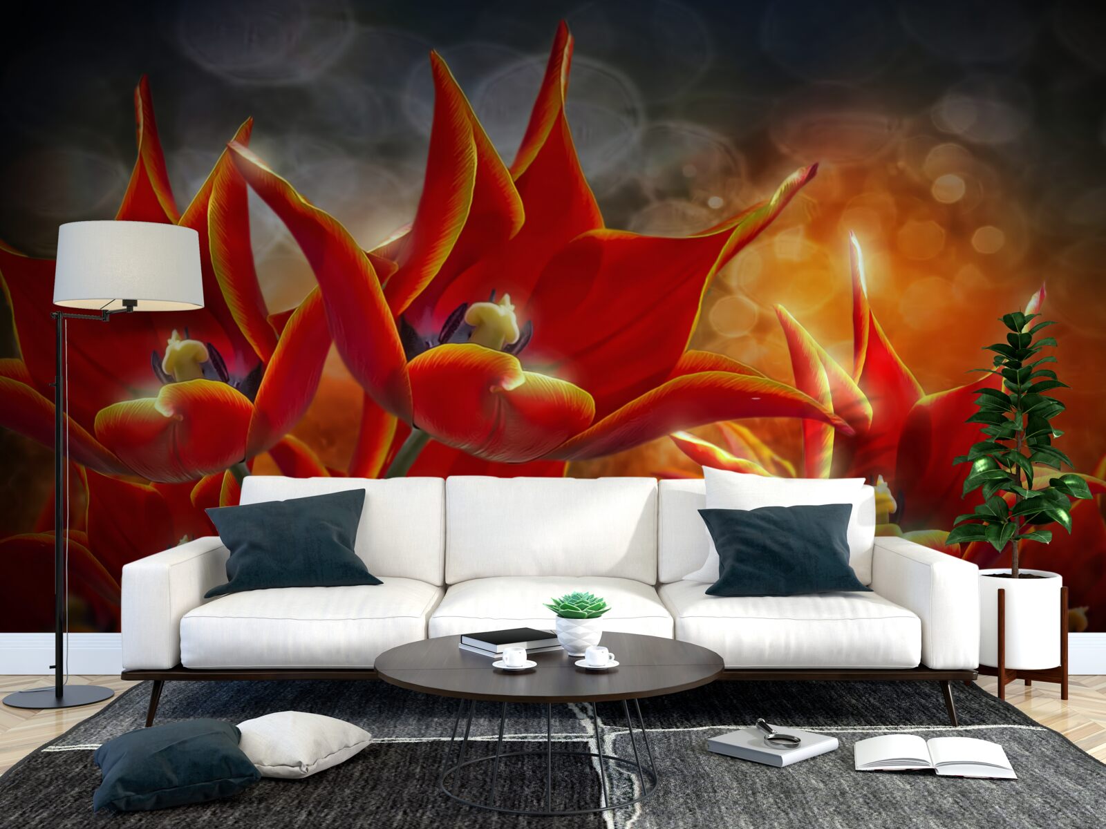 Фотошпалери великі червоні квіти