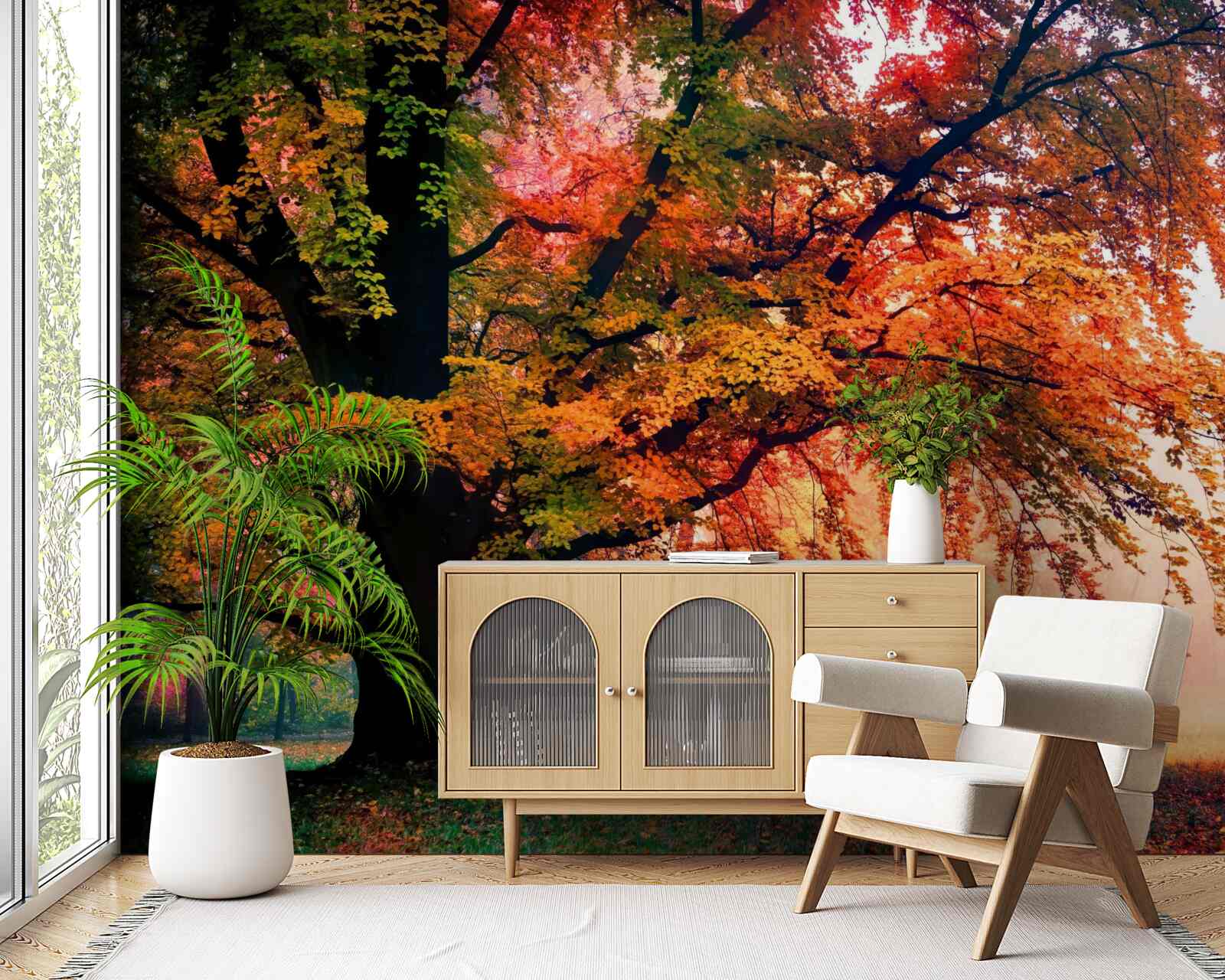 Фотошпалери ліс, оповитий осіннім туманом