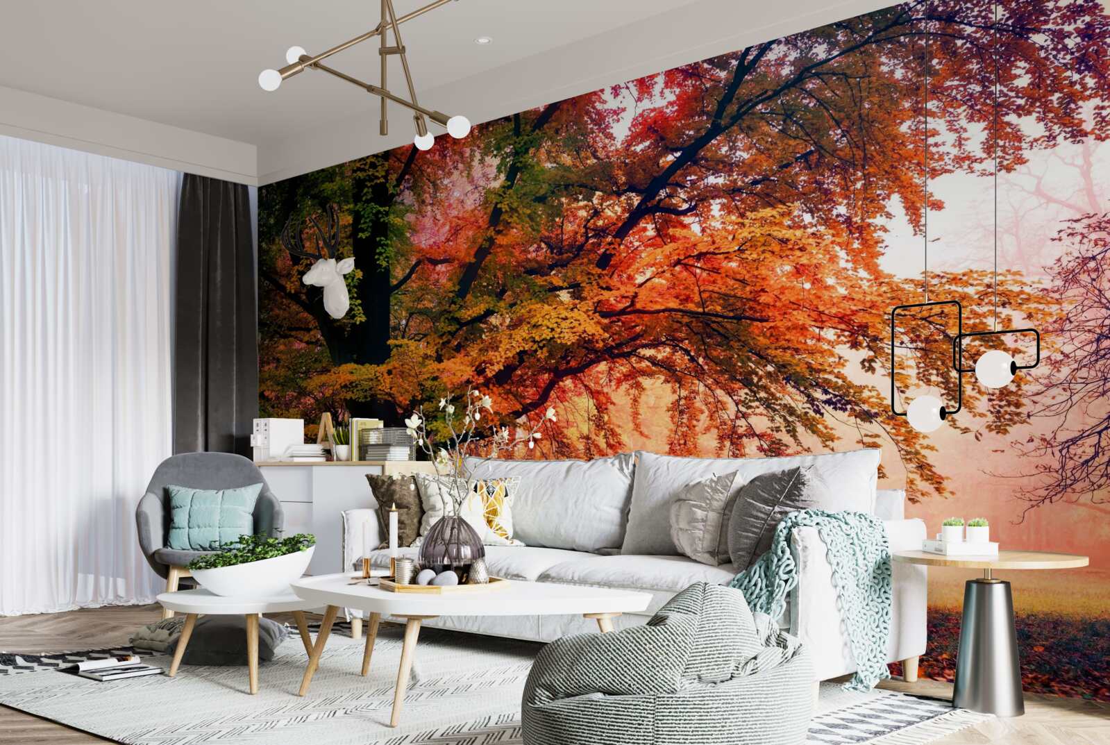 Фотошпалери ліс, оповитий осіннім туманом