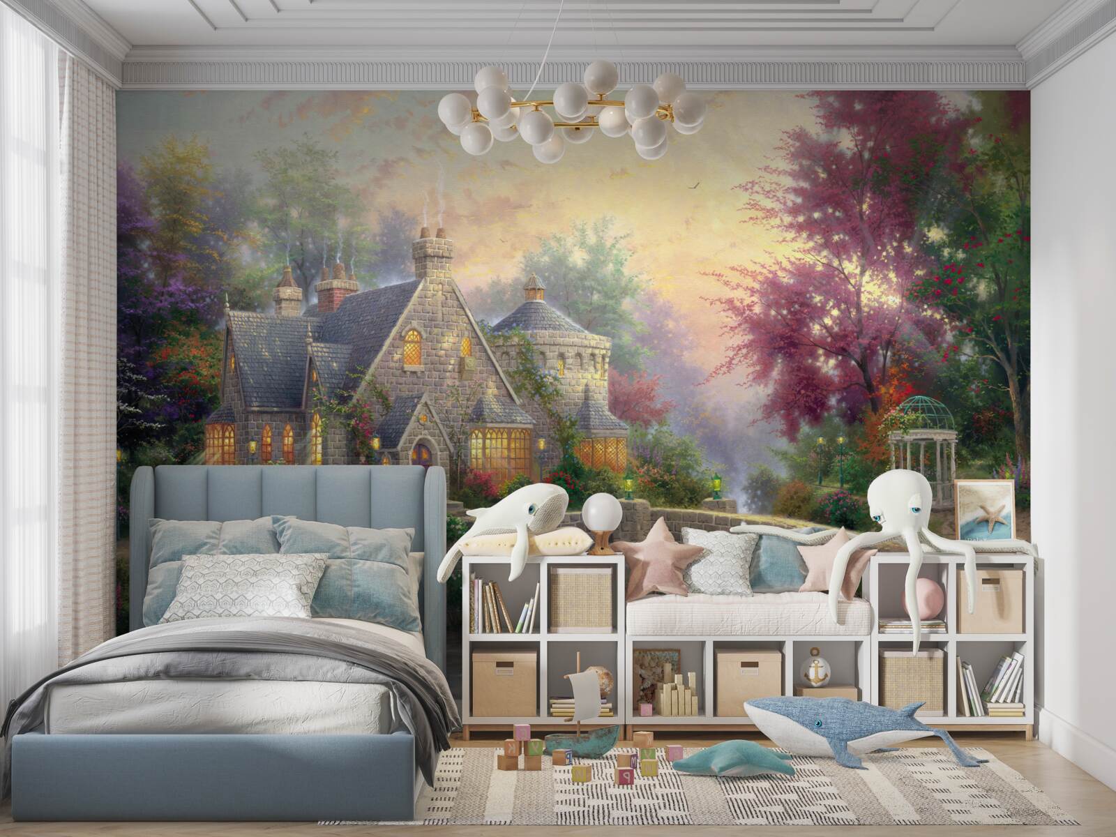 Фотошпалери будівля з освітленими вікнами