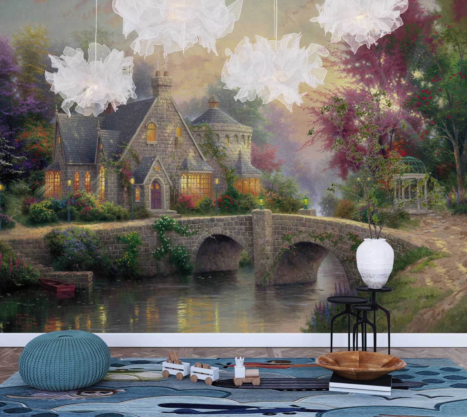 Фотошпалери будівля з освітленими вікнами