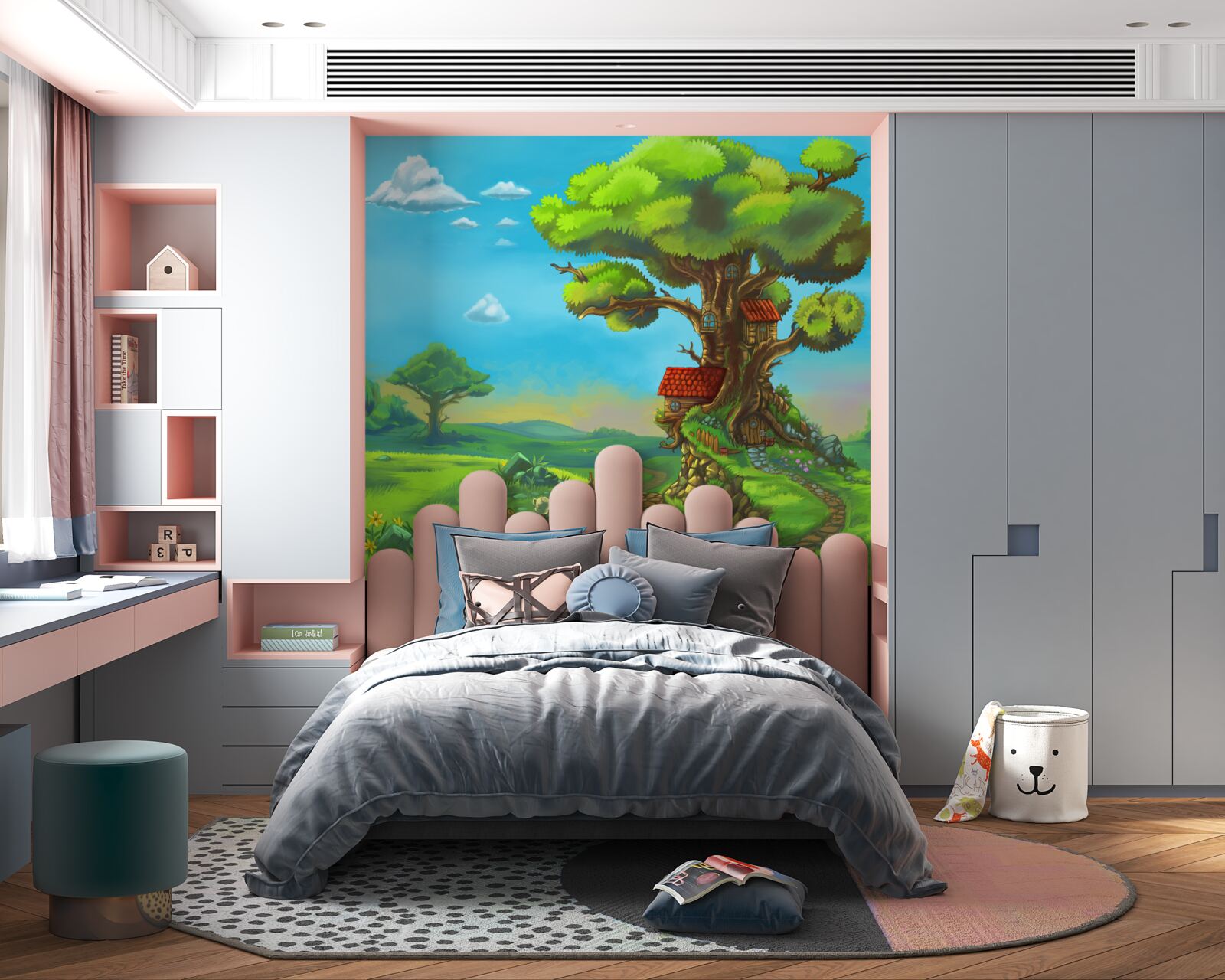 Фотошпалери чарівні хатинки з листяних дерев