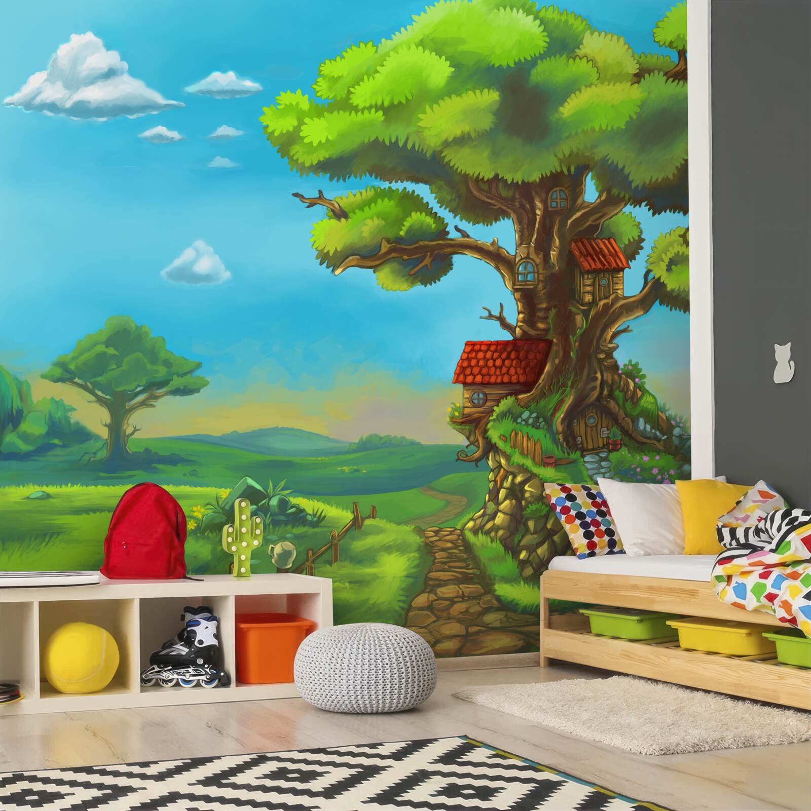 Фотошпалери чарівні хатинки з листяних дерев