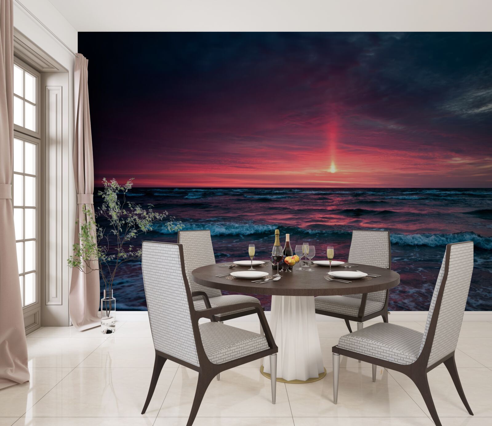 Фотошпалери сонце заходить за горизонт моря