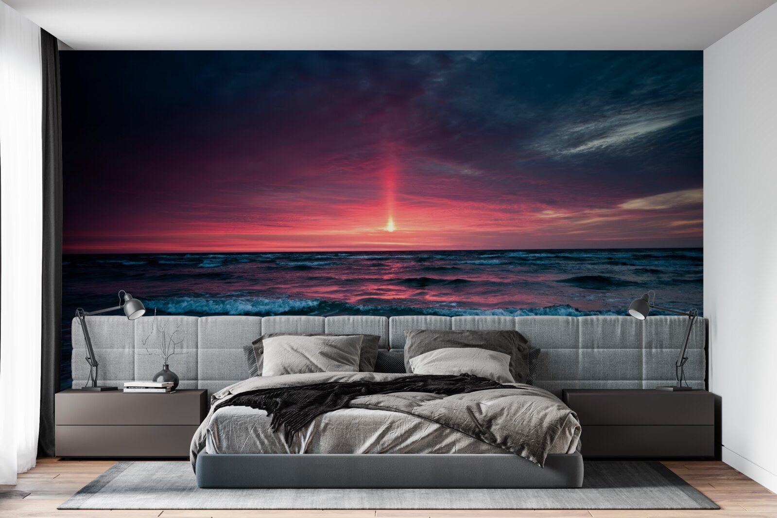 Фотошпалери сонце заходить за горизонт моря