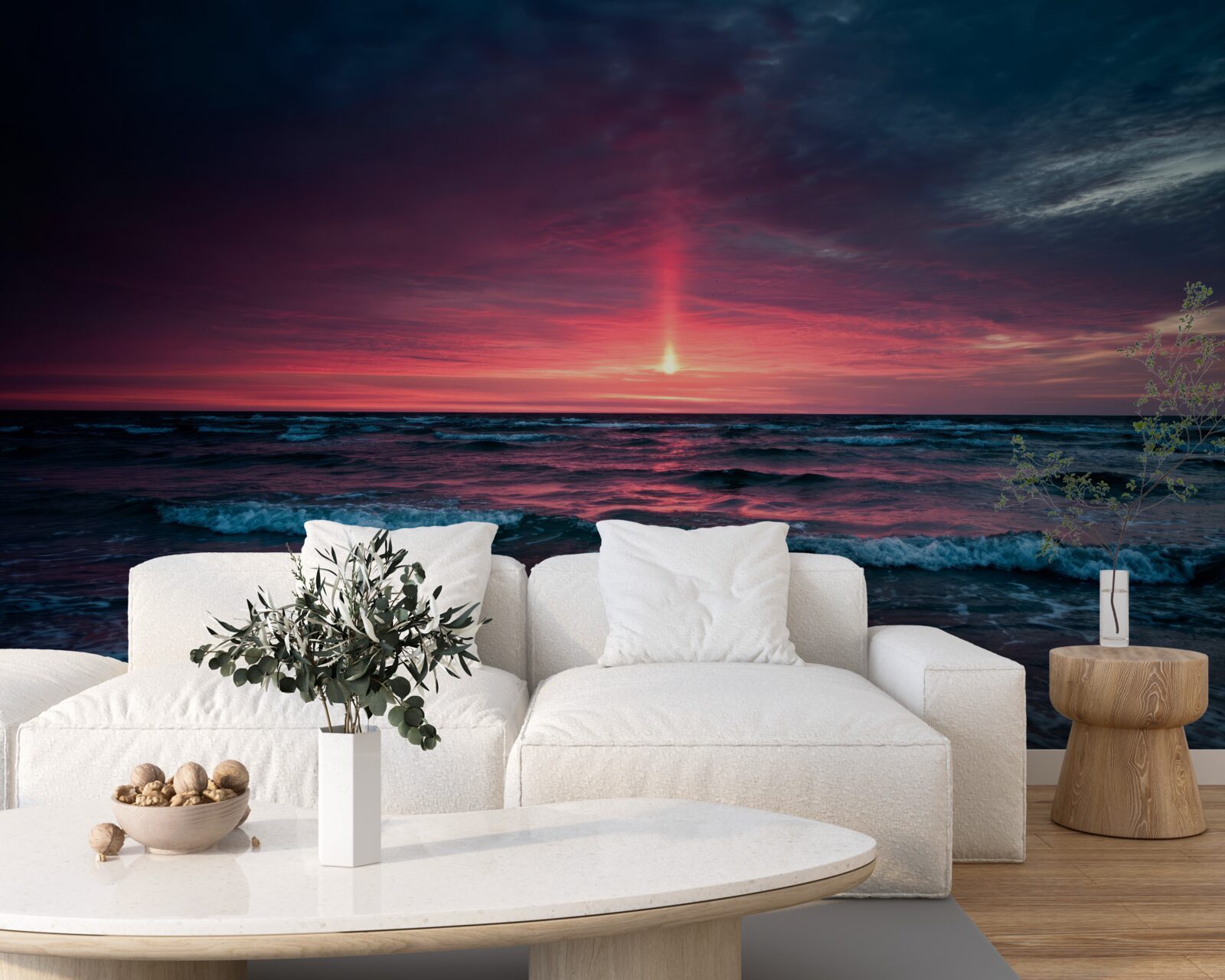 Фотошпалери сонце заходить за горизонт моря