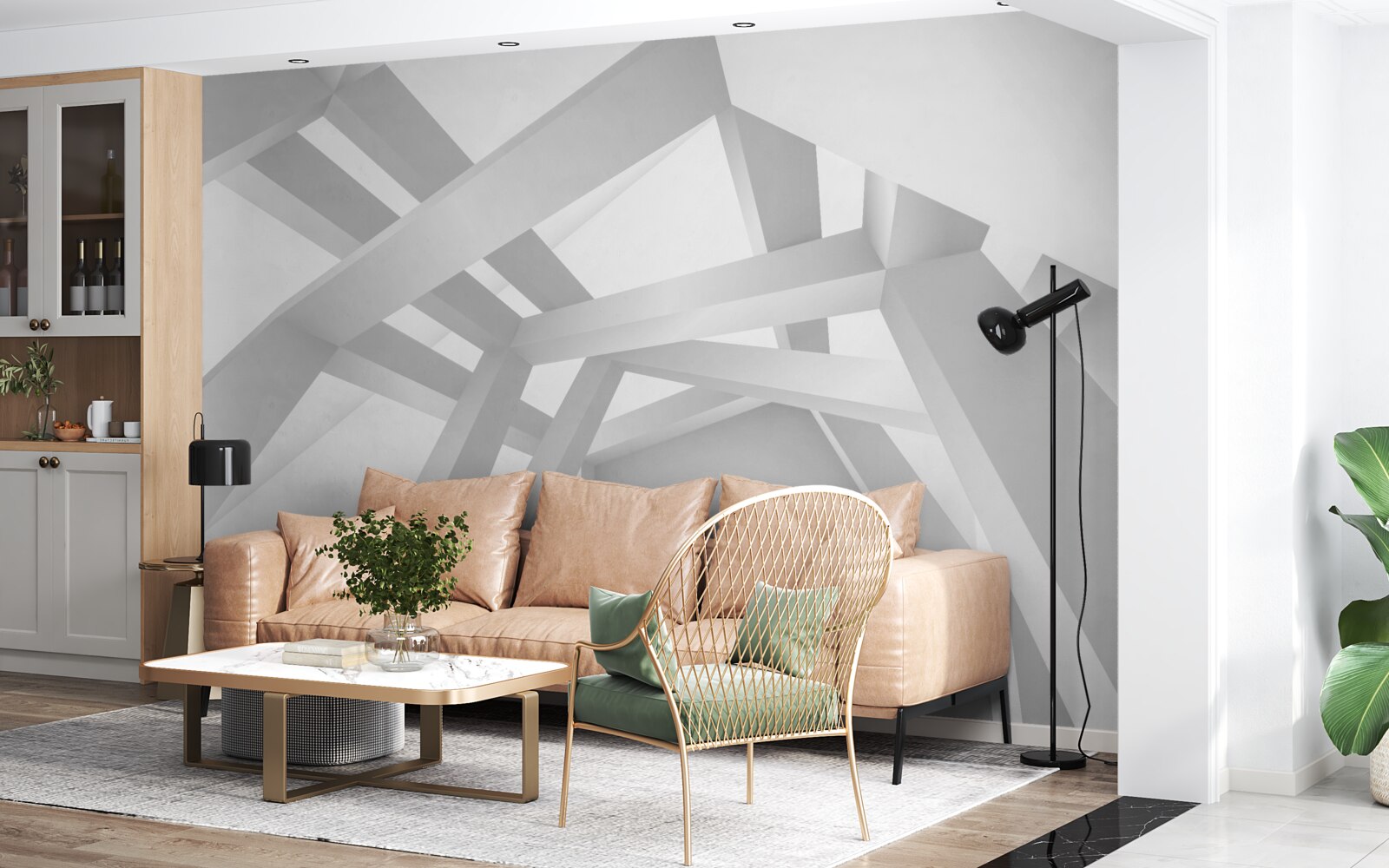 Фотошпалери об'ємна абстрактна композиція в сірому кольорі