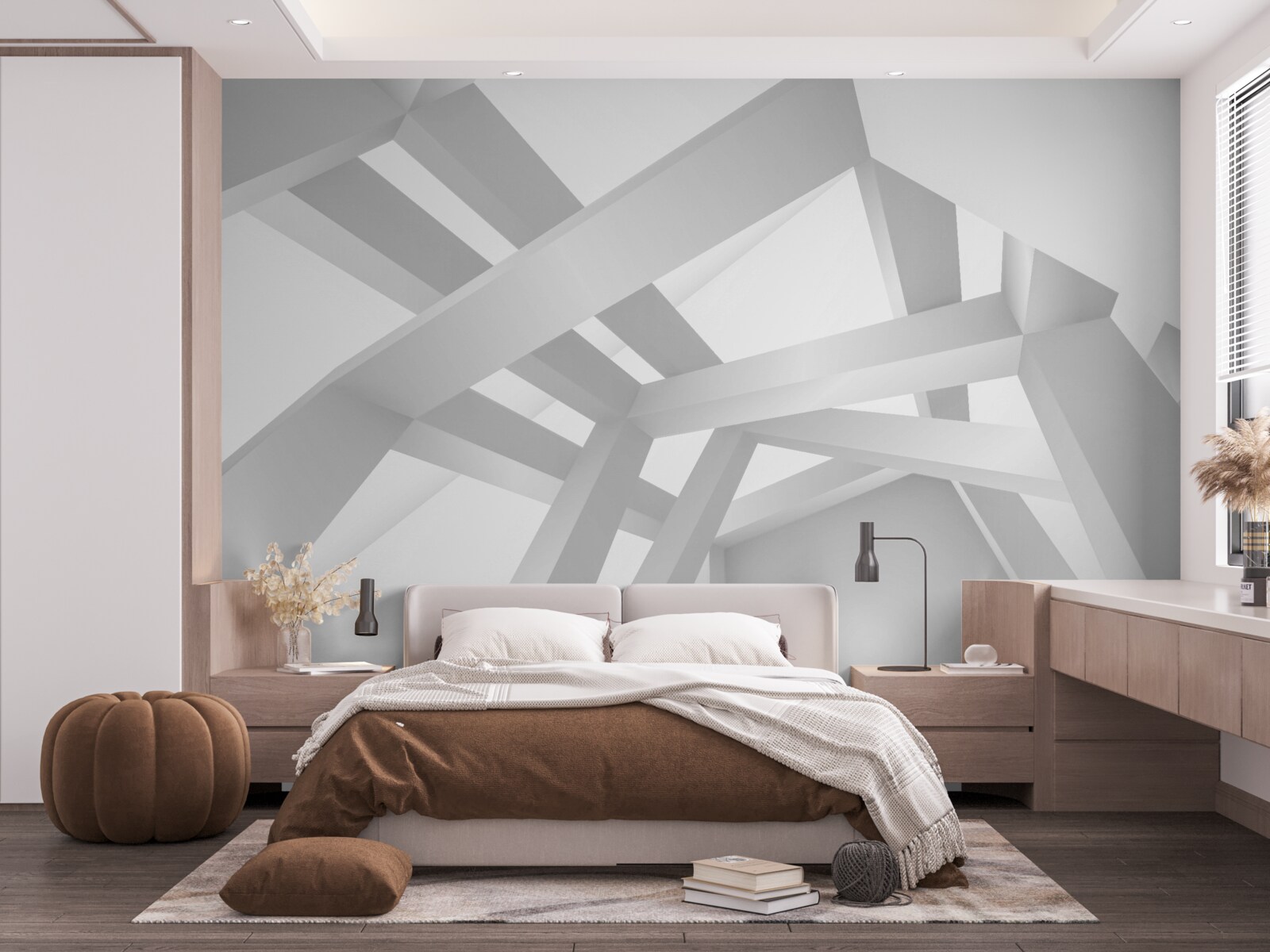 Фотошпалери об'ємна абстрактна композиція в сірому кольорі