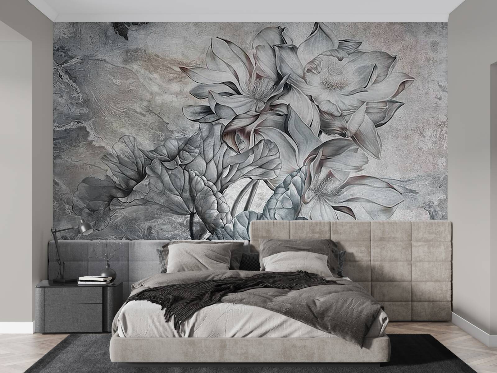 Фотошпалери великі квіти незвичайної форми, намальовані вручну