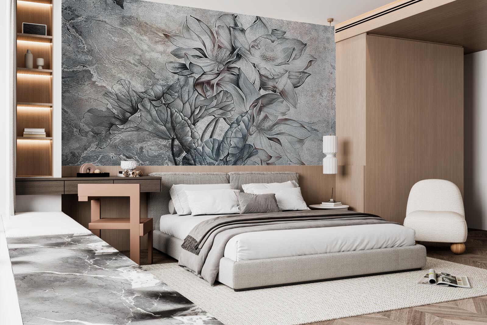 Фотошпалери великі квіти незвичайної форми, намальовані вручну