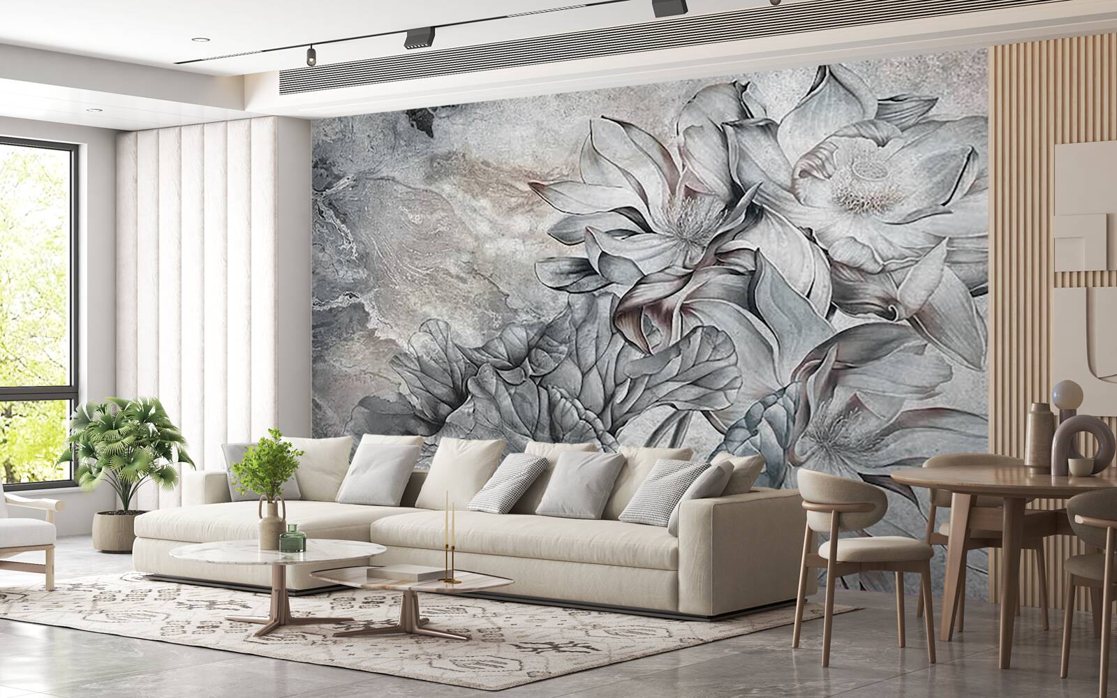 Фотошпалери великі квіти незвичайної форми, намальовані вручну