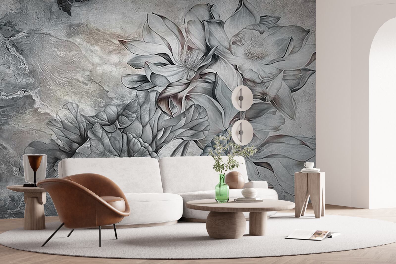 Фотошпалери великі квіти незвичайної форми, намальовані вручну