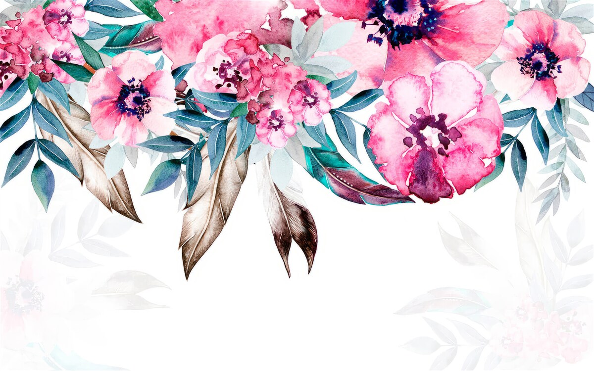 Фотошпалери квіти, пофарбовані у відтінки рожевого