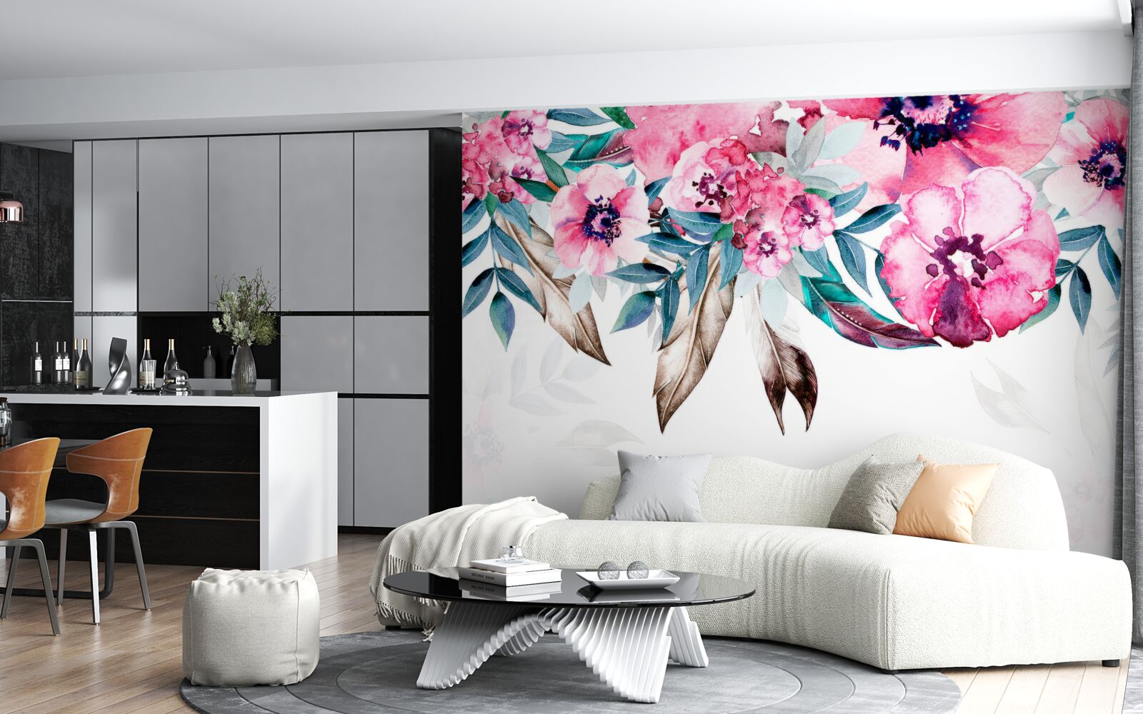 Фотошпалери квіти, пофарбовані у відтінки рожевого